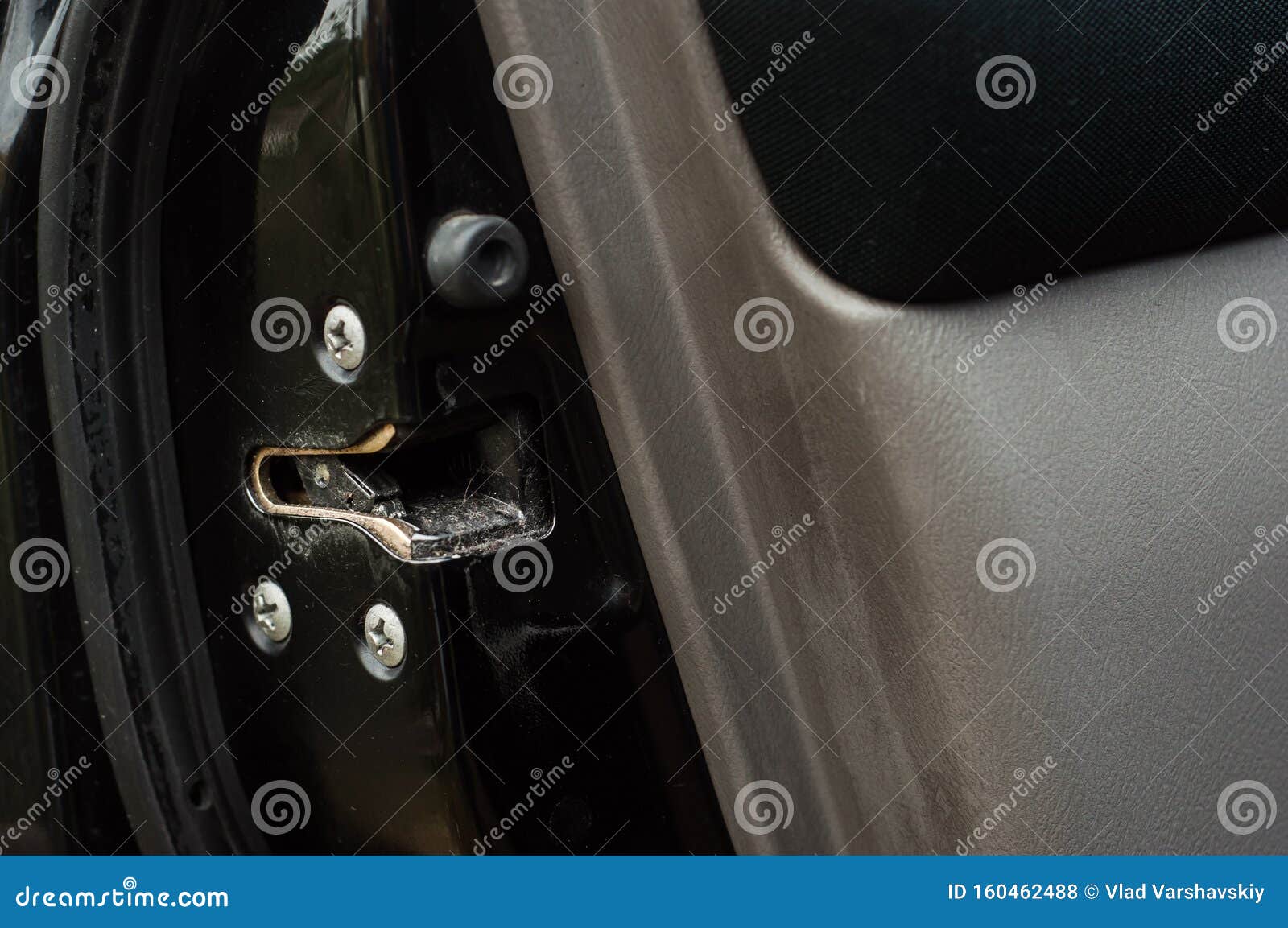 Door Closing Lock in a Black Modern Car Stock Photo Image of door