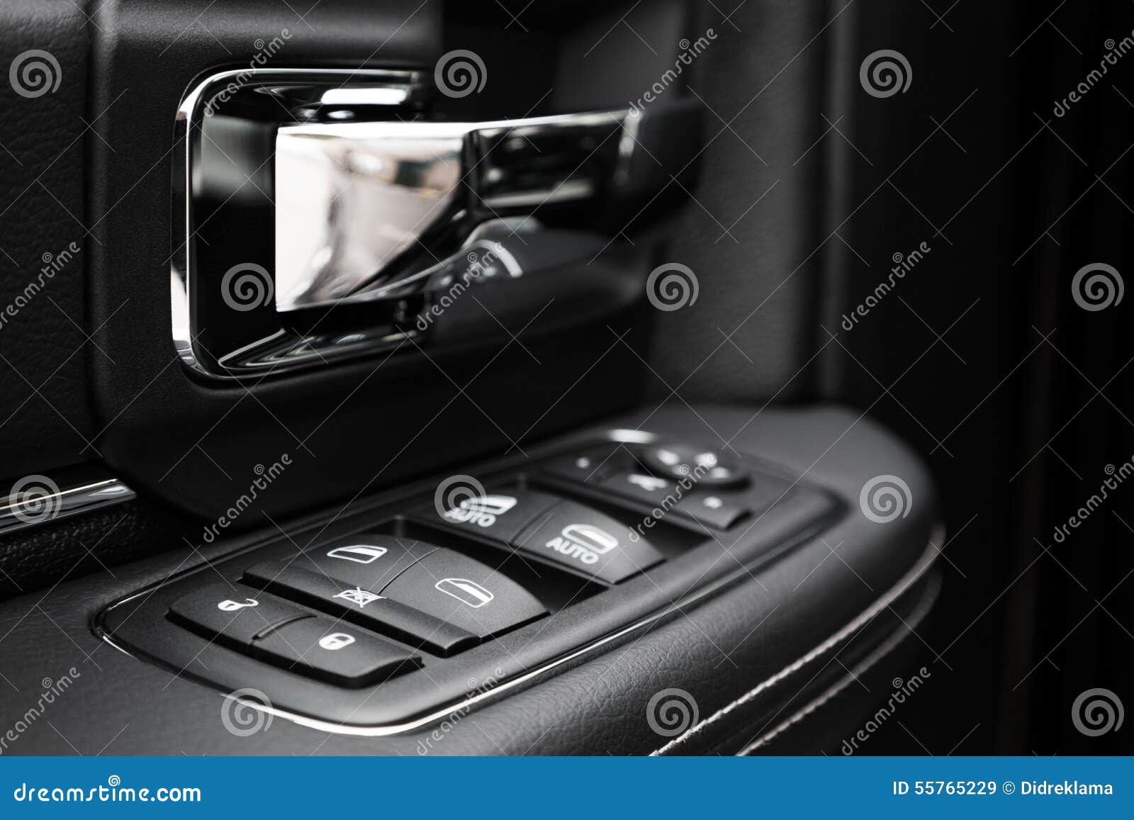 Door Control Panel in a Modern Car Stock Image Image of grey