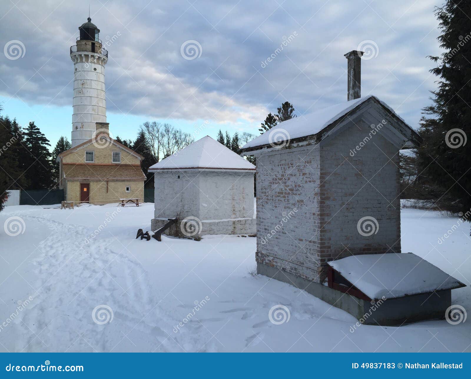 Door County Wisconsin Leuchtturm Im Winter Stockbild Bild