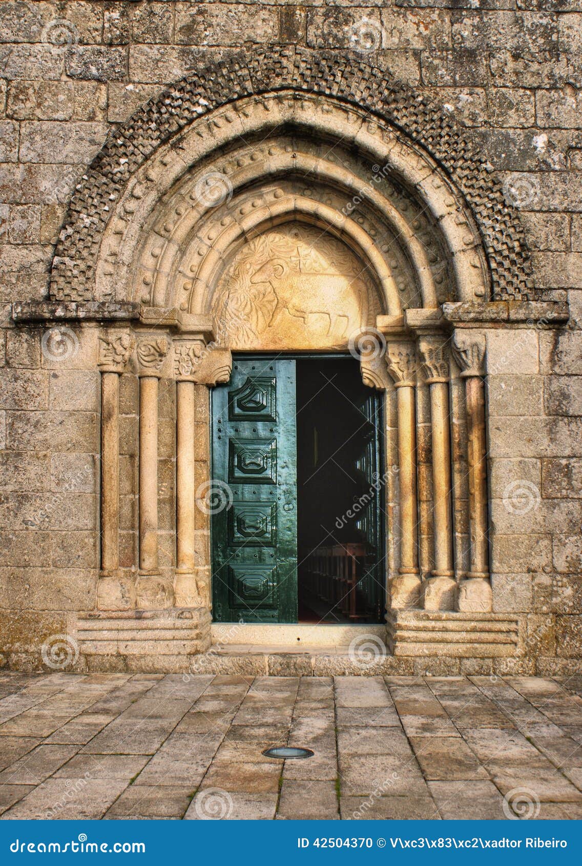 door detail of romanesque church