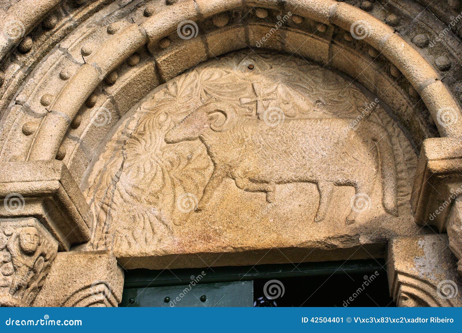 door detail of romanesque church