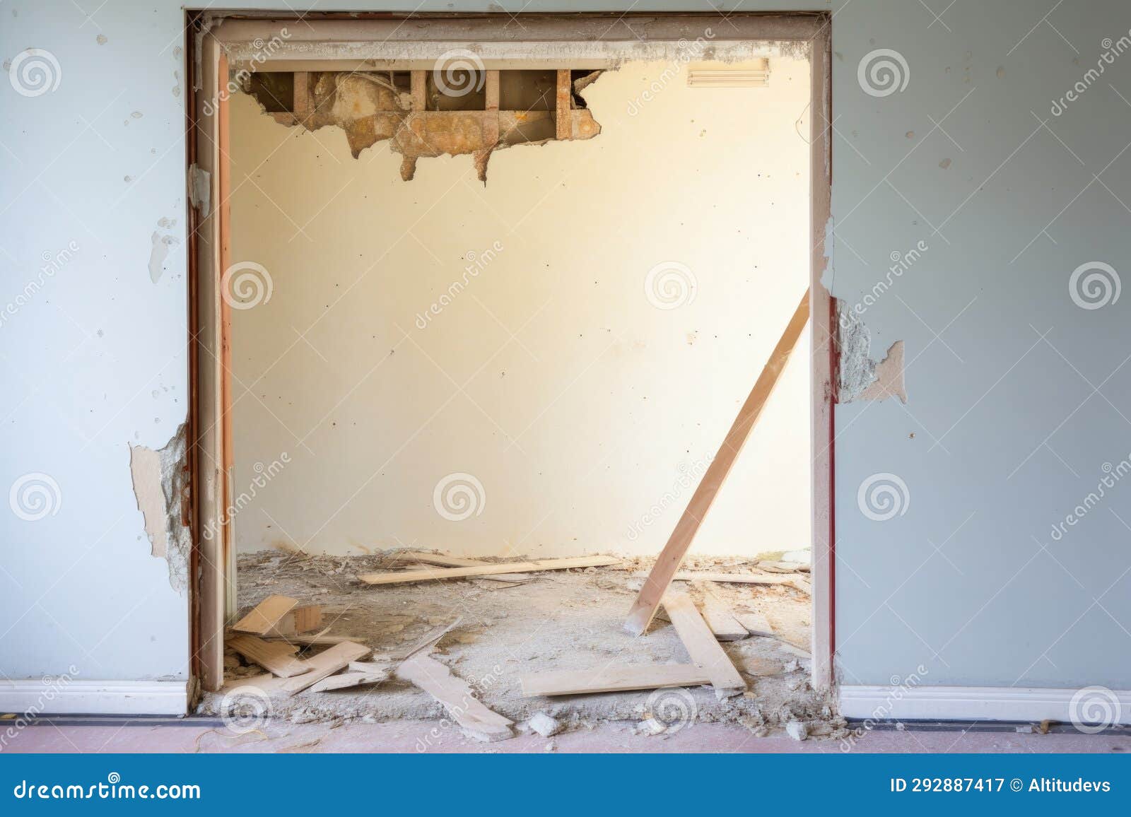 Door Frame without Door, Prepared for Repair Stock Image Image of