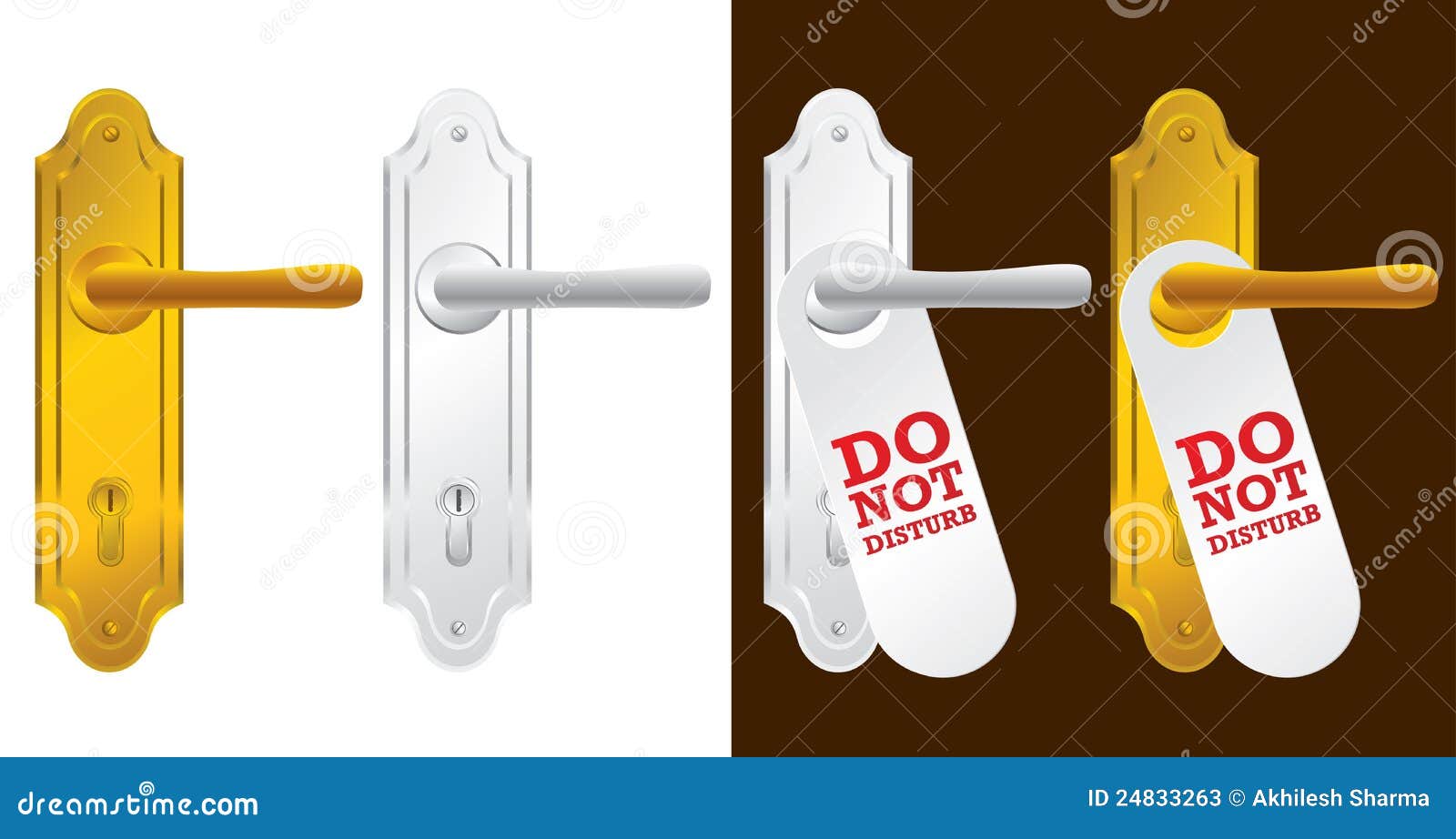 Door Handle in Gold and Silver Stock Vector Illustration of board