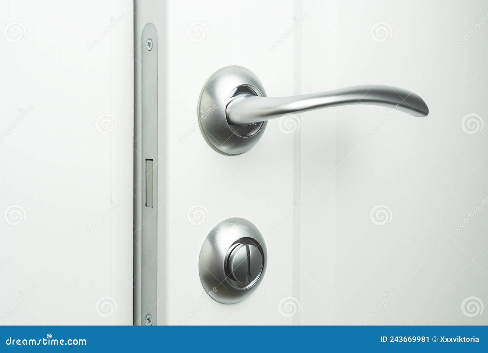 Door Handle with Lock and Latch. Interior Doors Fittings Stock