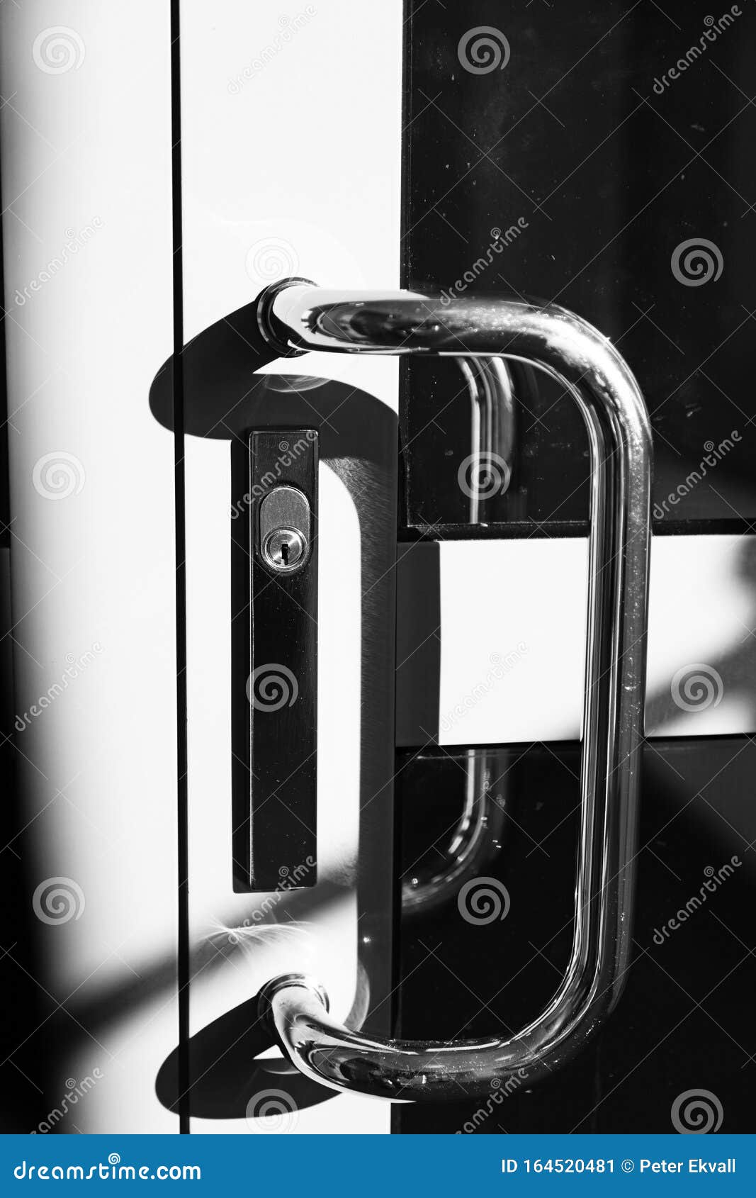 Door Handle with Lock on a Sheet Metal Door Stock Image Image of