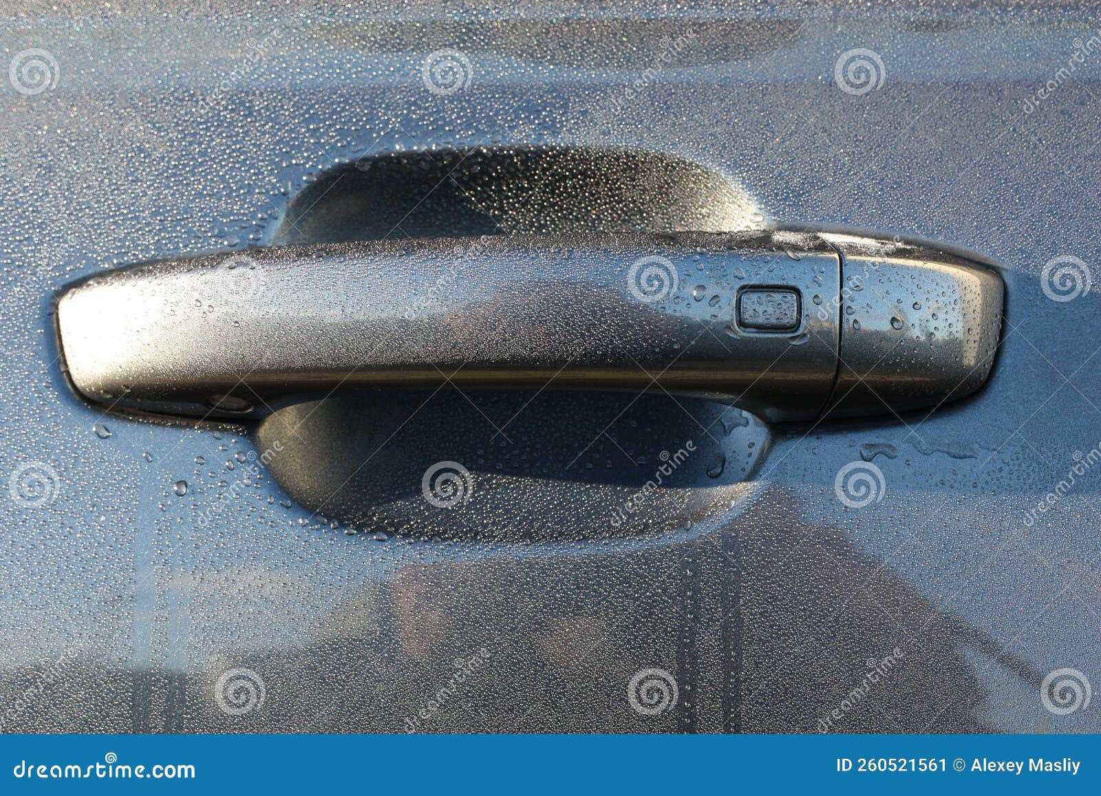 Door Handle of Modern Gray (Daytona Gray Pearl Effect) Car with Keyless