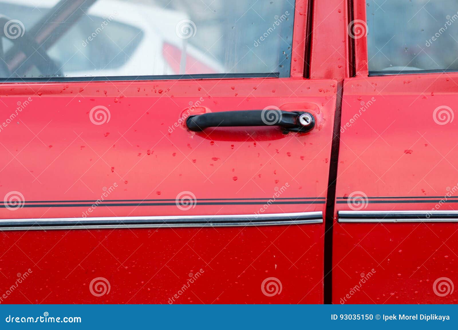 Door Handle of Red Retro Classic Car Stock Photo Image of speed