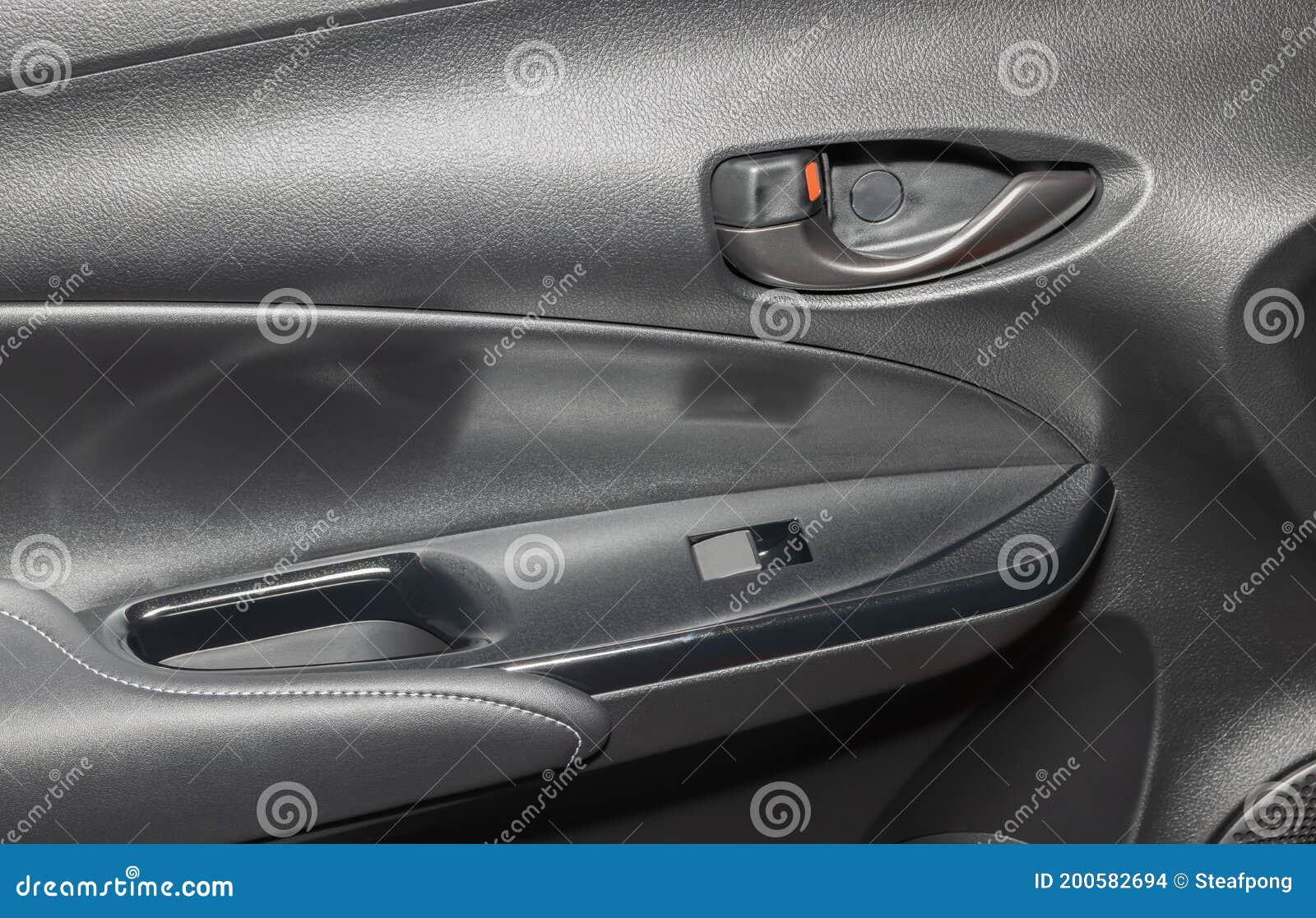 Door Handle and Side Mirror Control Switch of Car Stock Photo Image