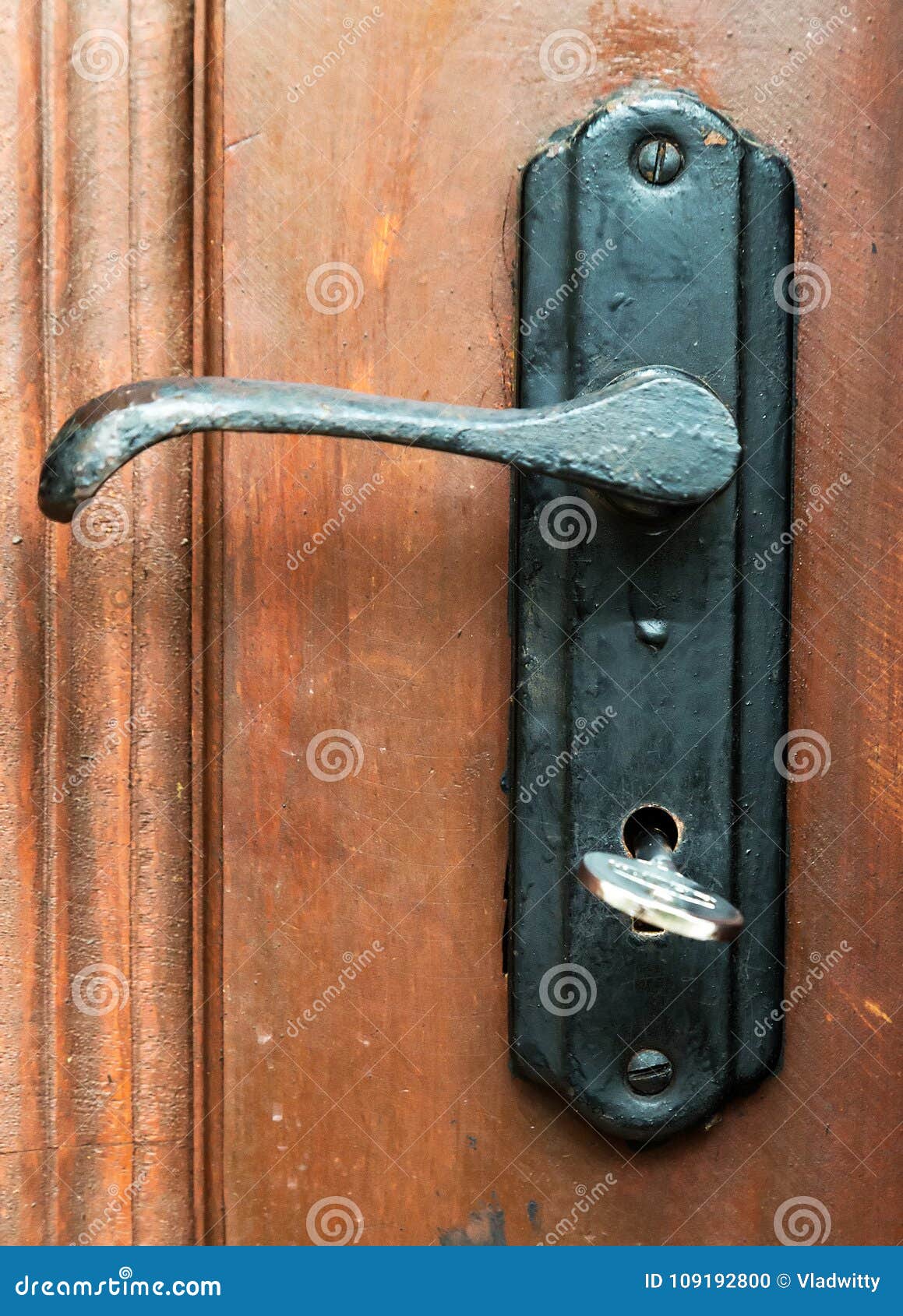 Door Handles, Locks and Keys Old Wooden Stock Photo - Image of grunge ...