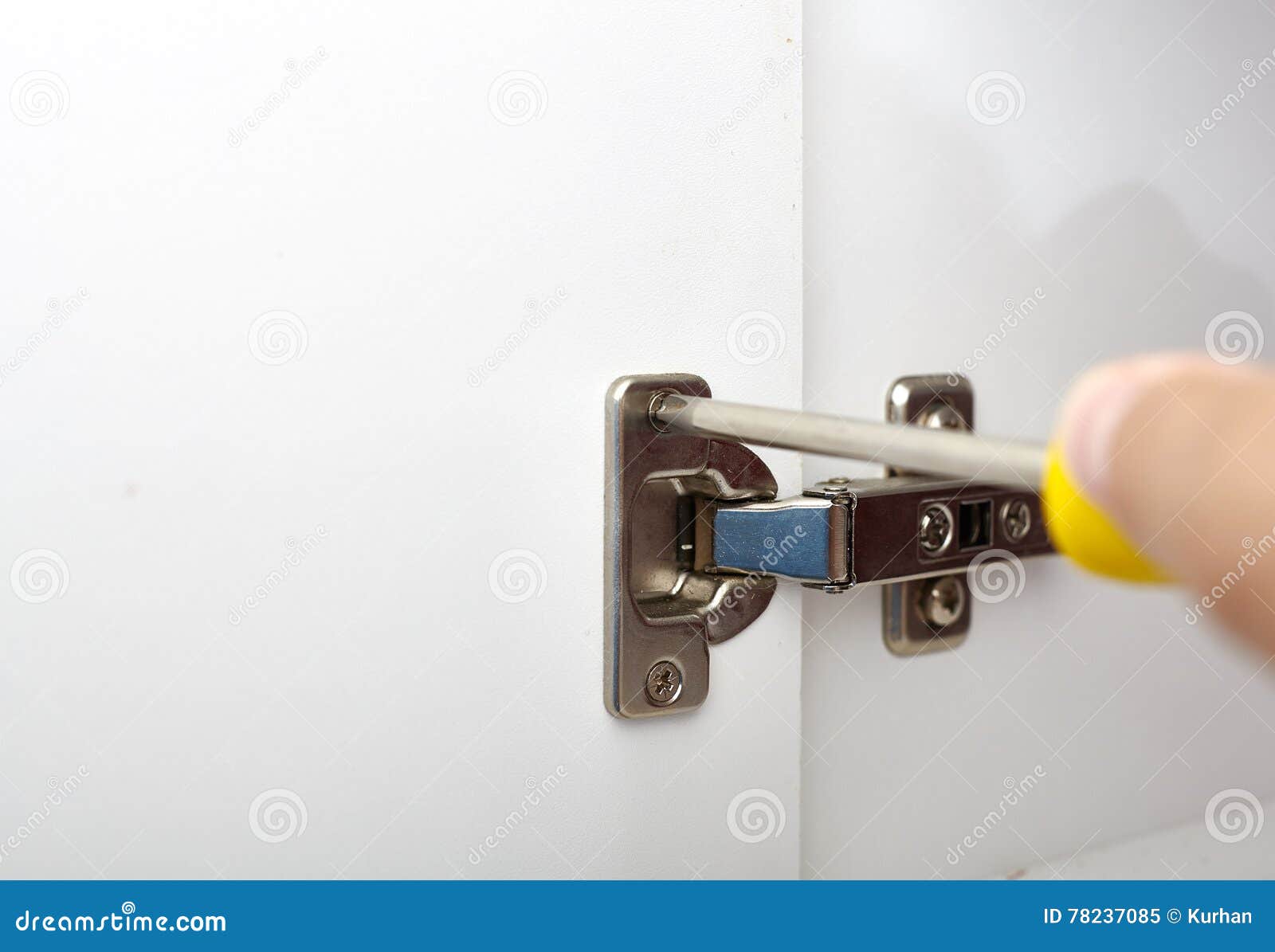 Door hinge installation. stock image. Image of renovation 78237085