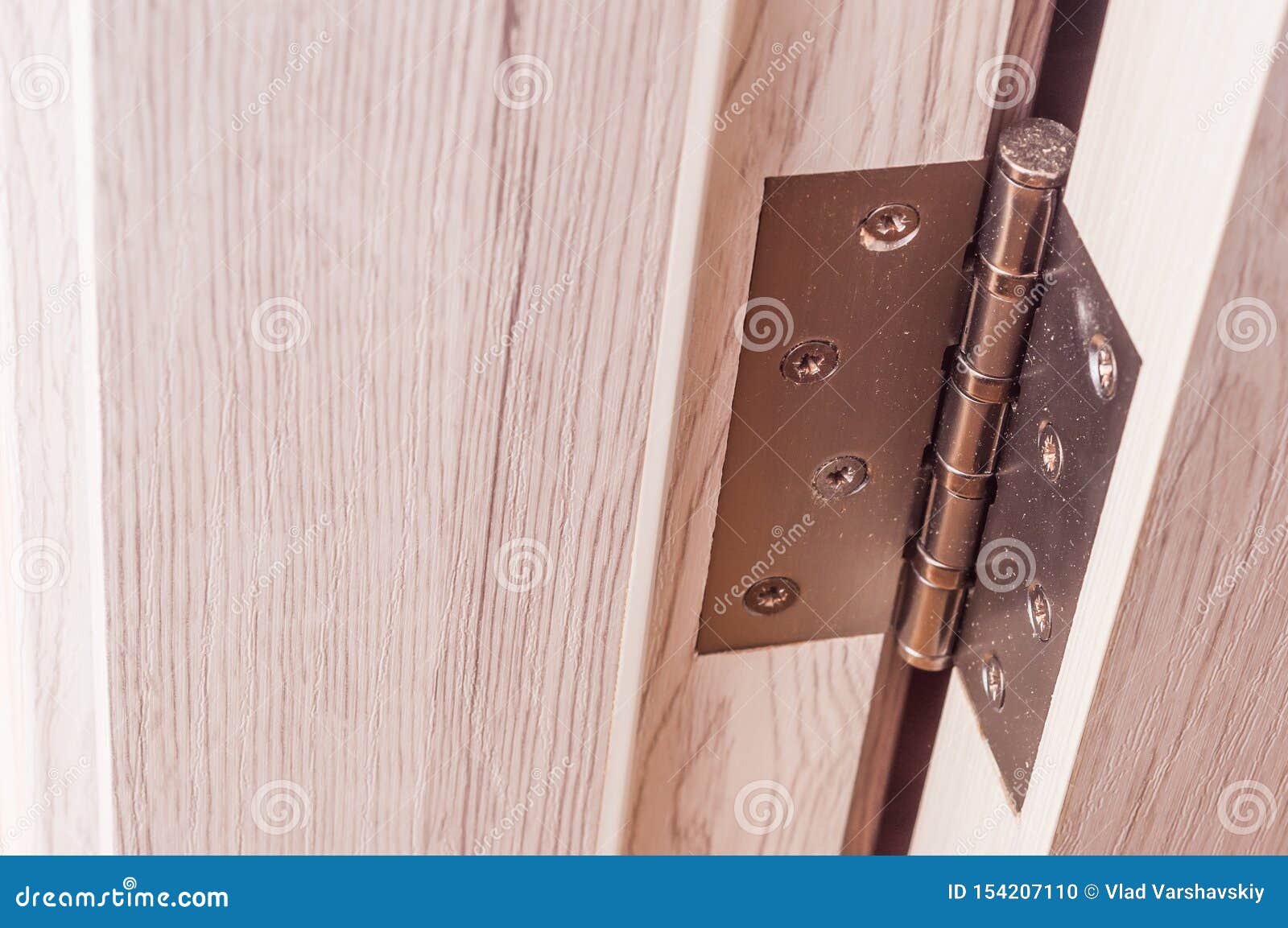 Door Hinges. Hinges for Wooden Doors in the Interior Stock Photo