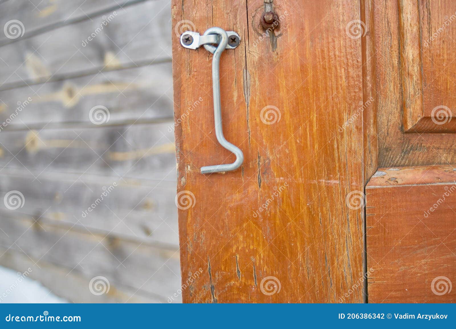 Door Hook on an Old Wooden Door Stock Photo Image of frame, design