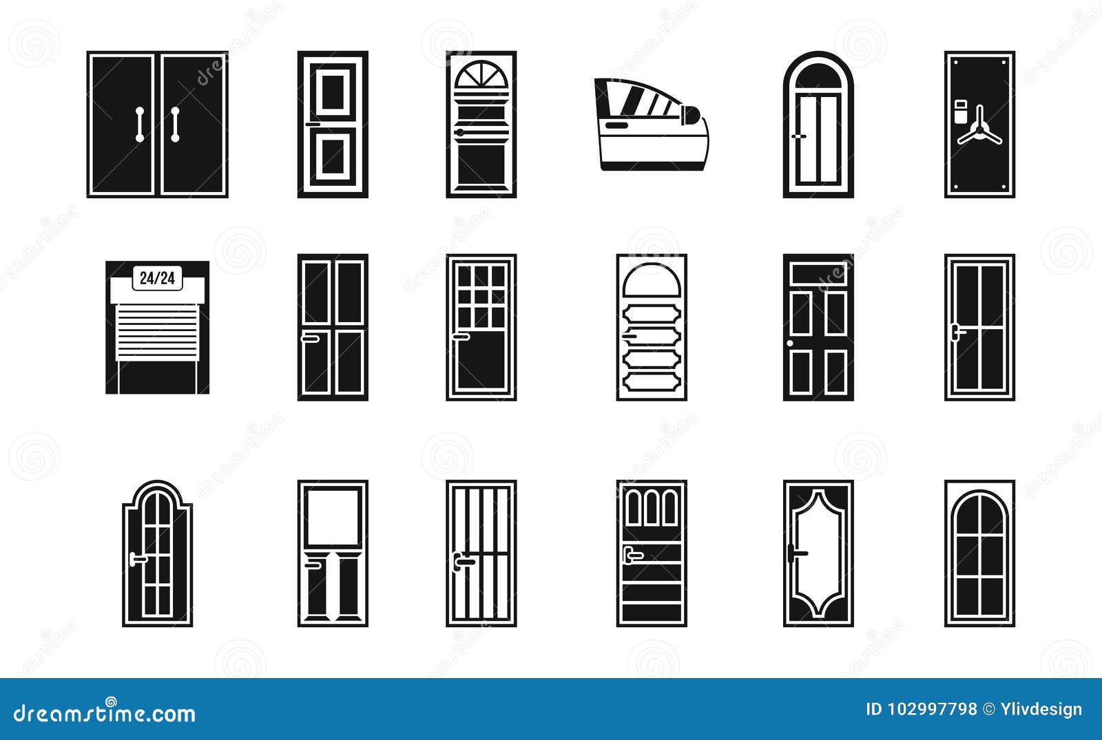 door icon set, simple style