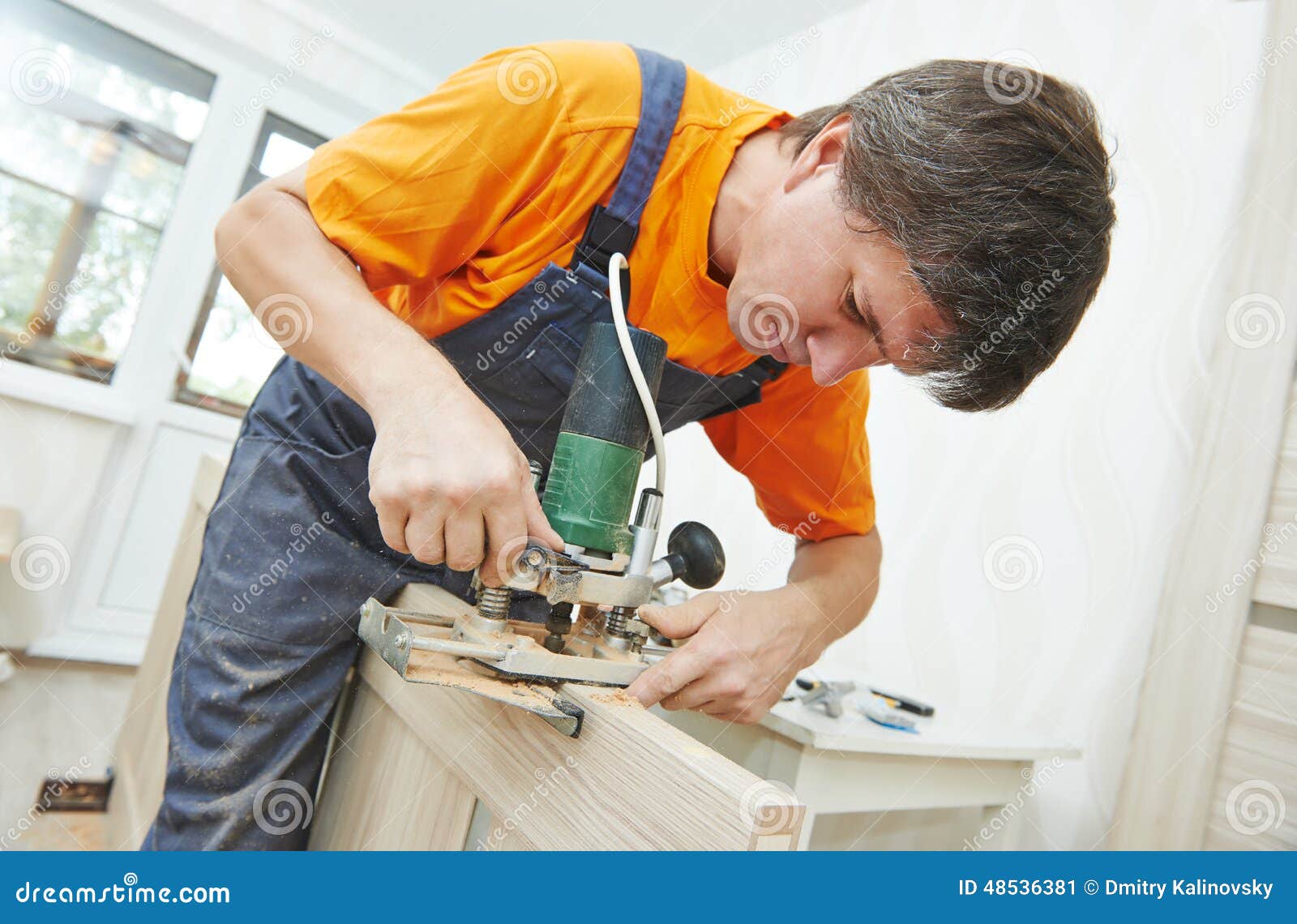 Door installer at work stock image. Image of person, build 48536381