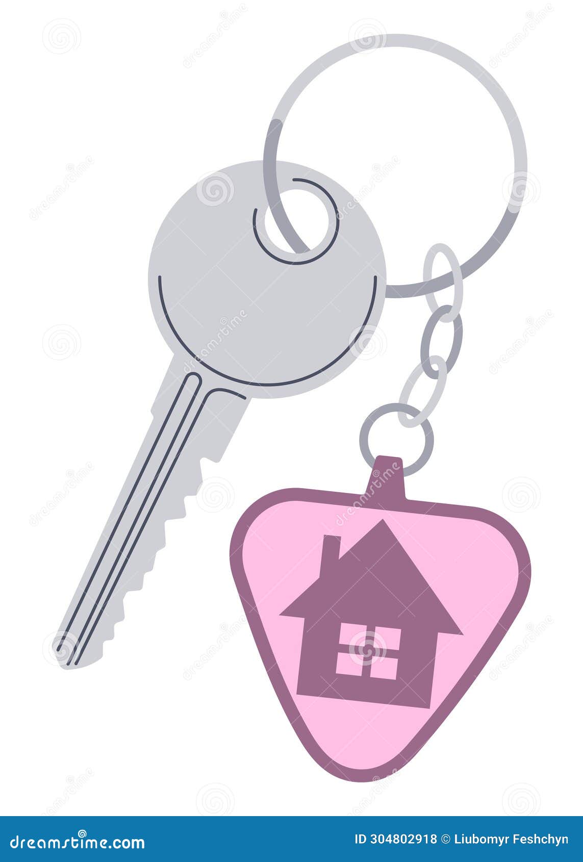 door keys keyfob. ring with trinket, keychains plastic tag hanging on keyring. house, apartment or room locking