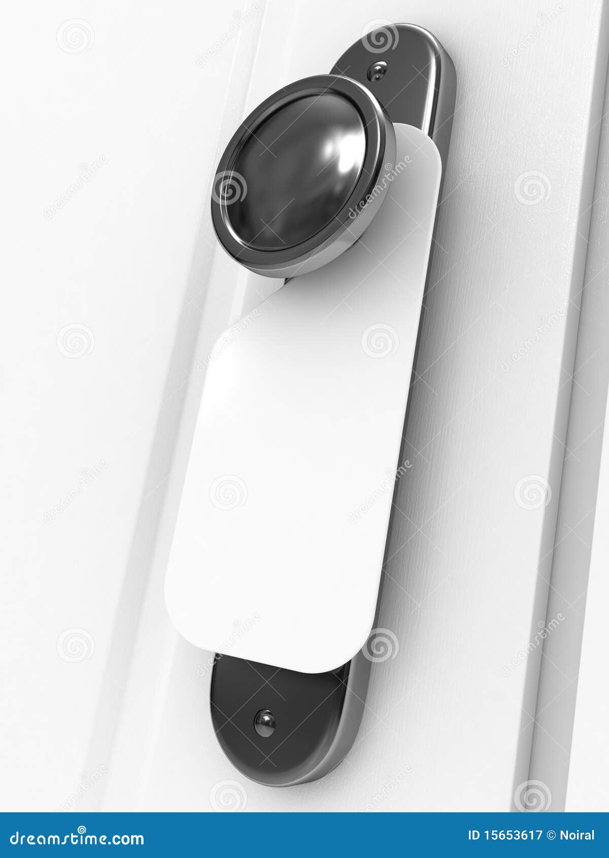 Door knob with blank label stock illustration. Illustration of message