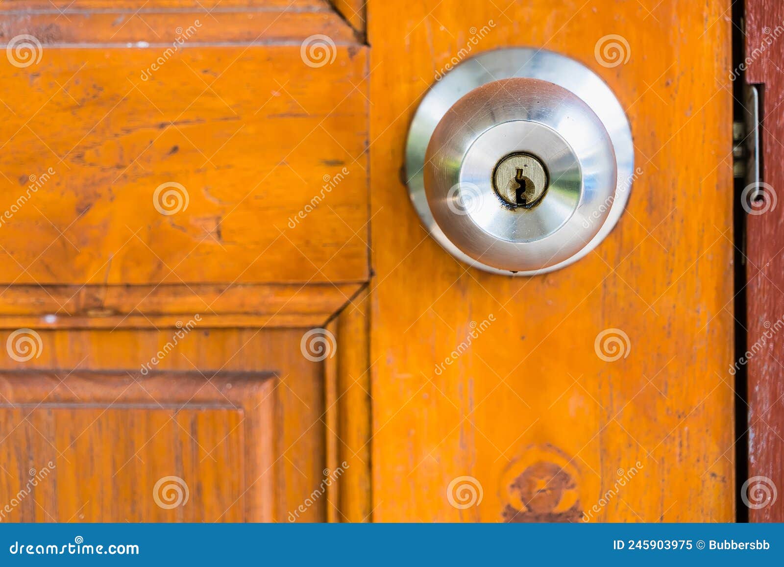 Door Knob and Keyhole on Wooden Door, Close Up Image Stock Image ...