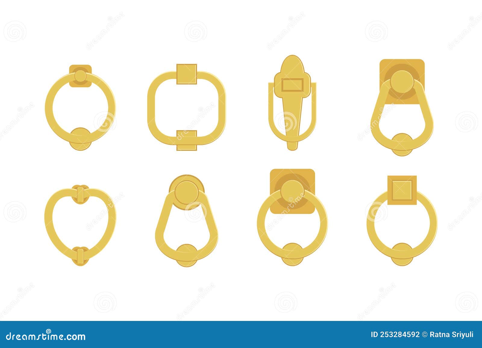Door Knocker Design Vector Flat Illustration Stock Vector