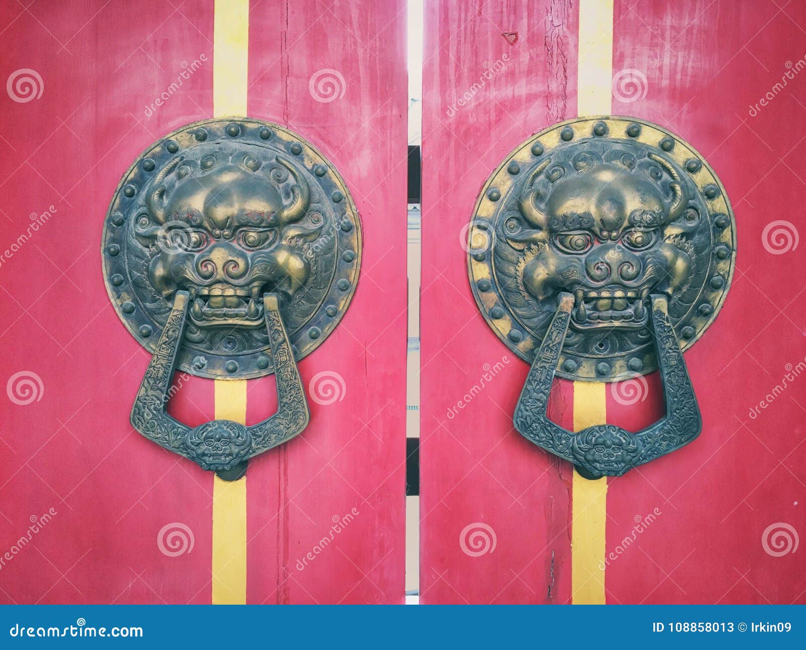 Door knockers stock image. Image of scary, chinese, animal 108858013