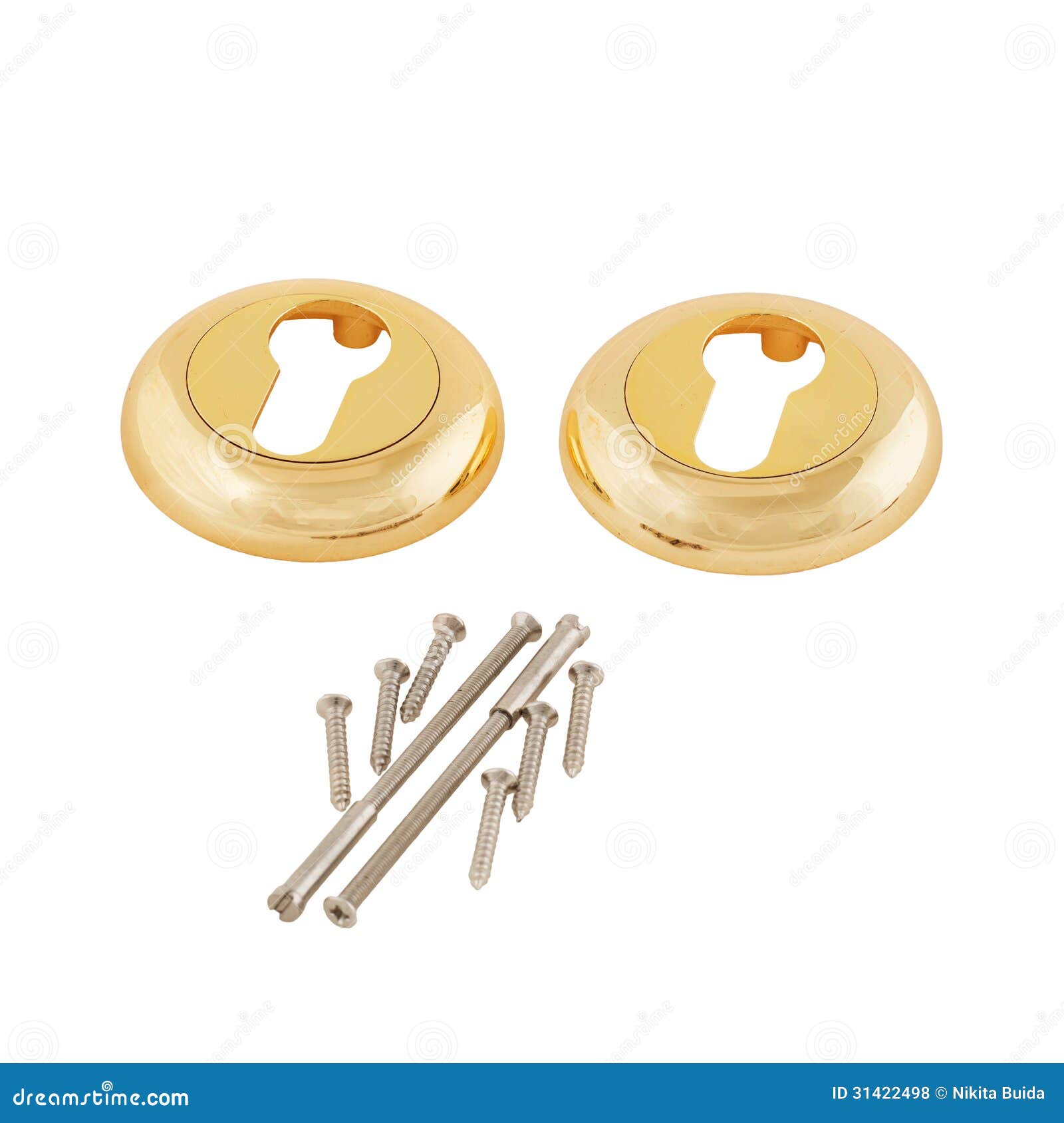 Door lock cover plate stock photo. Image of closeup, object 31422498