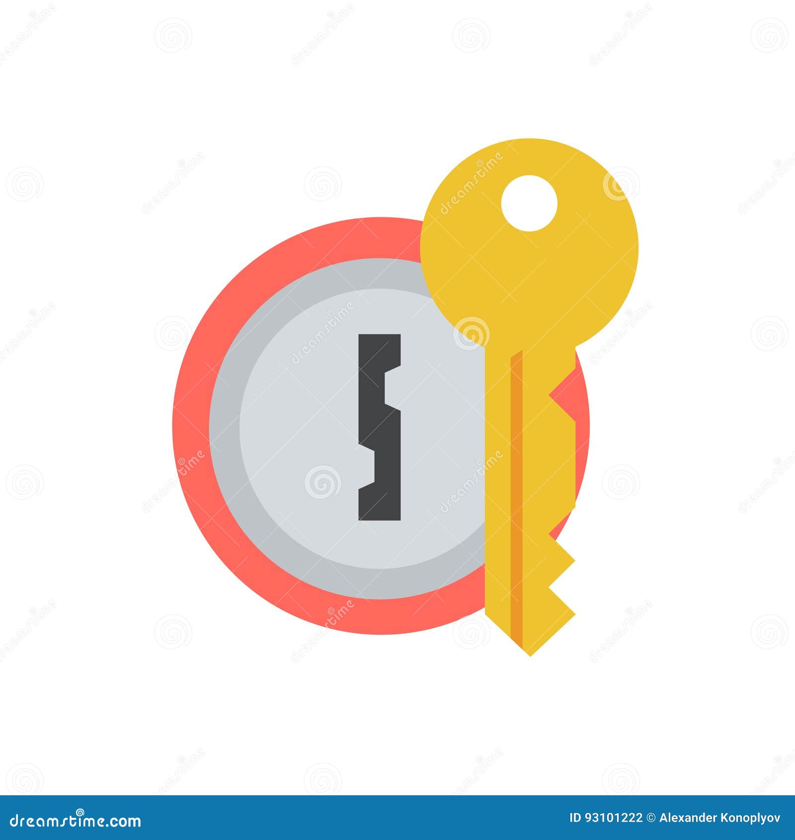 Door Lock With Key Vector Icon Stock Vector Illustration Of