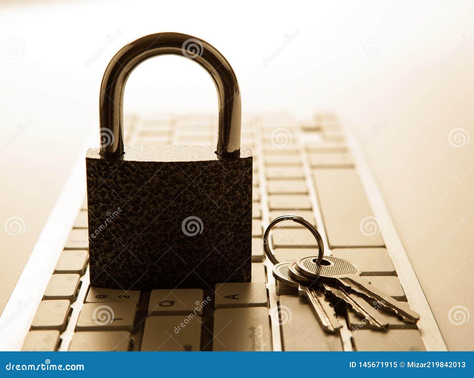 Door Lock With Keys On A Computer Keyboard Internet Security