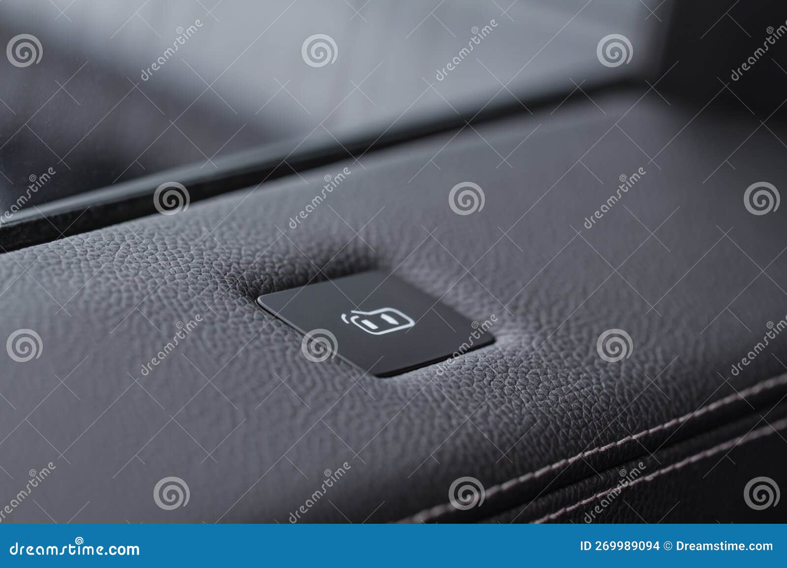 Door Open Warning System Light Inside Modern Car. Stock Photo Image