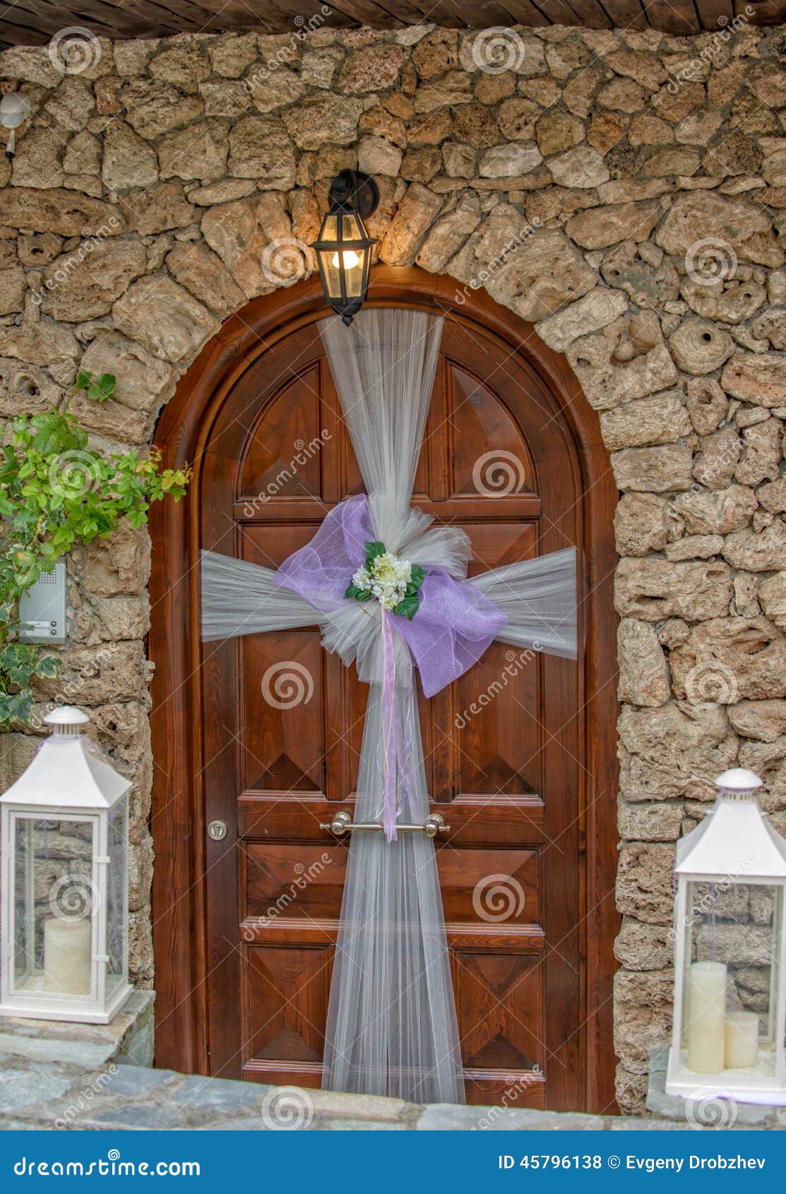 Door with Wedding Decoration Stock Photo - Image of beauty, floral