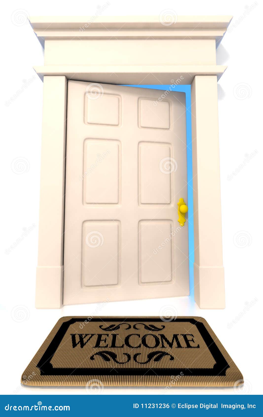 Door With Welcome Mat stock illustration. Illustration of clipping ...