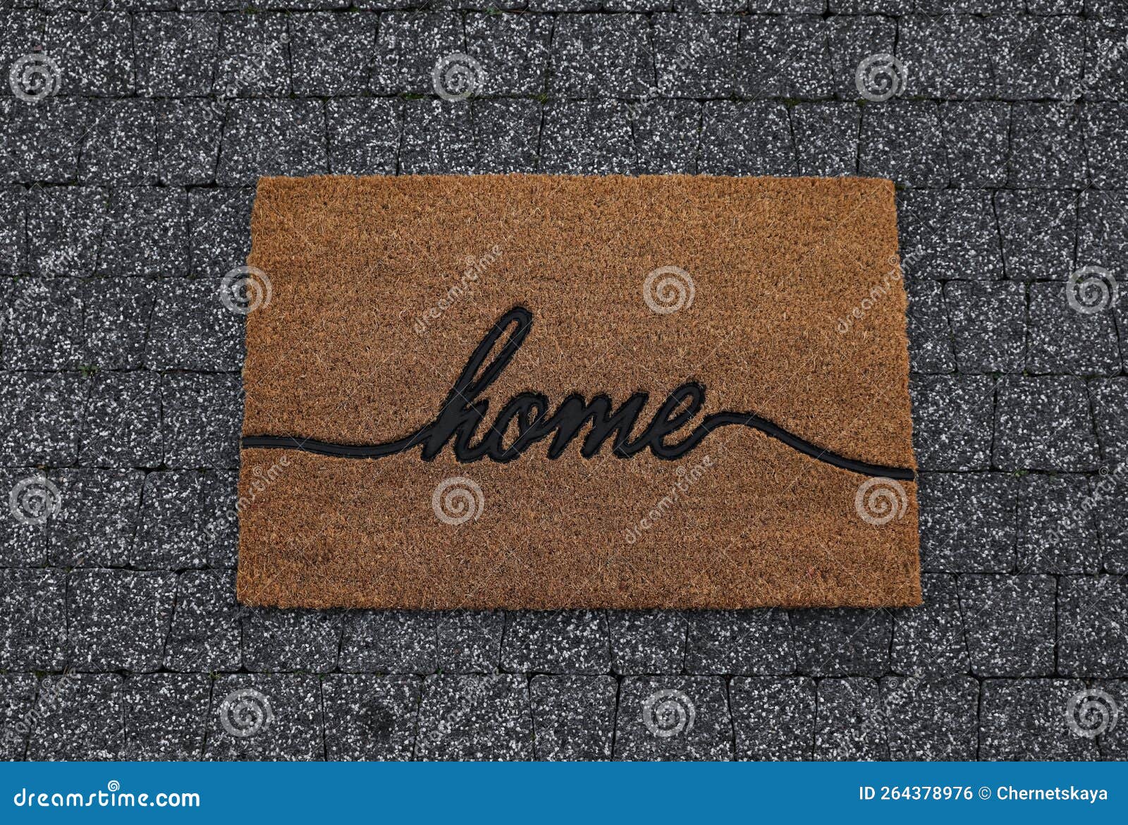 Doormat with Word Home on Pavement, Top View Stock Photo Image of