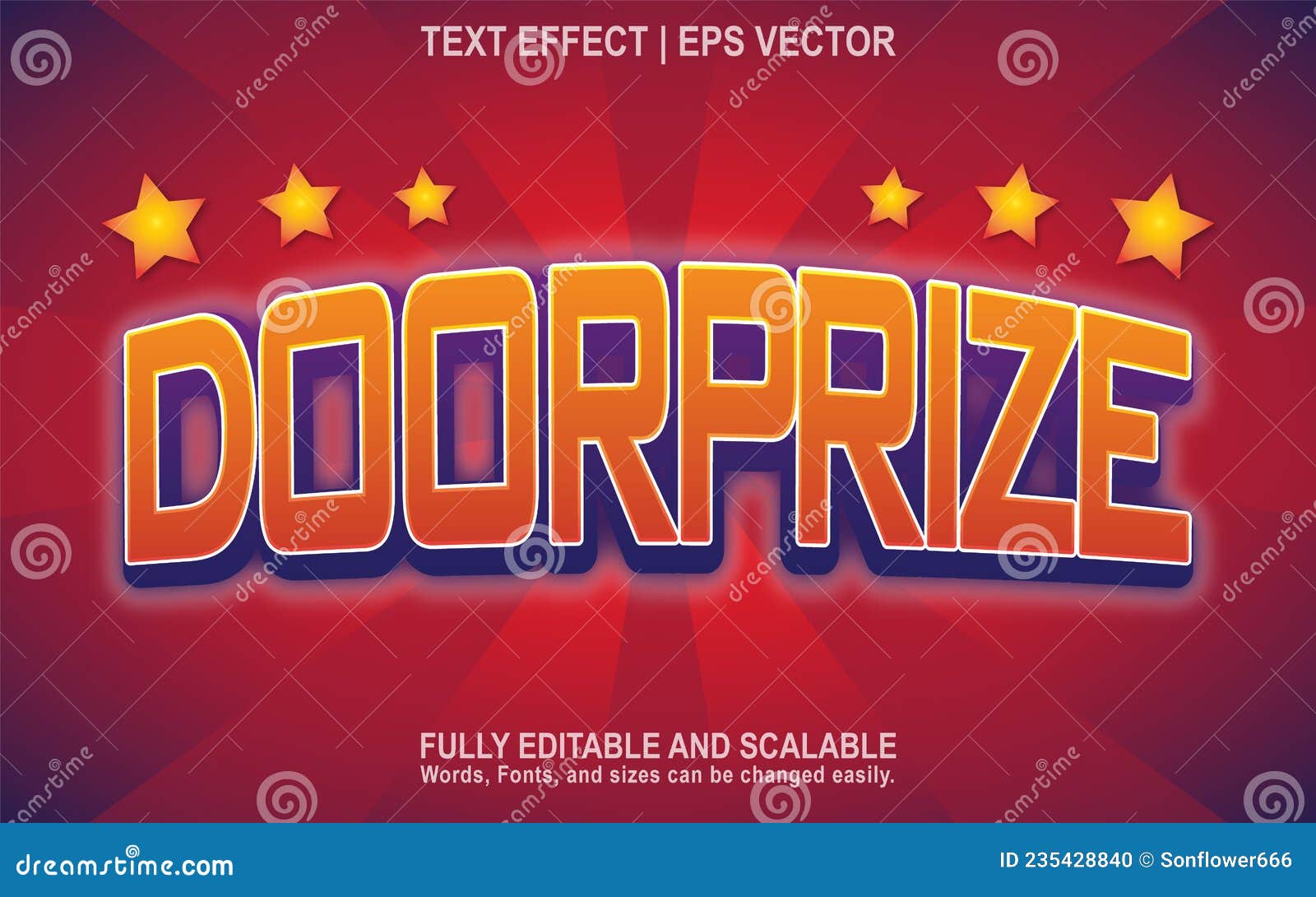 doorprize text effect in orange color