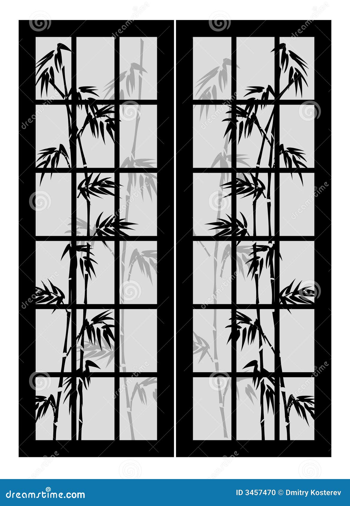 Doors with bamboo stock vector. Illustration of east, bamboo - 3457470