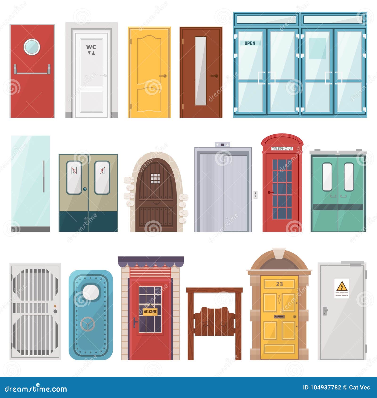 House door front with doorstep and steps porch Vector Image