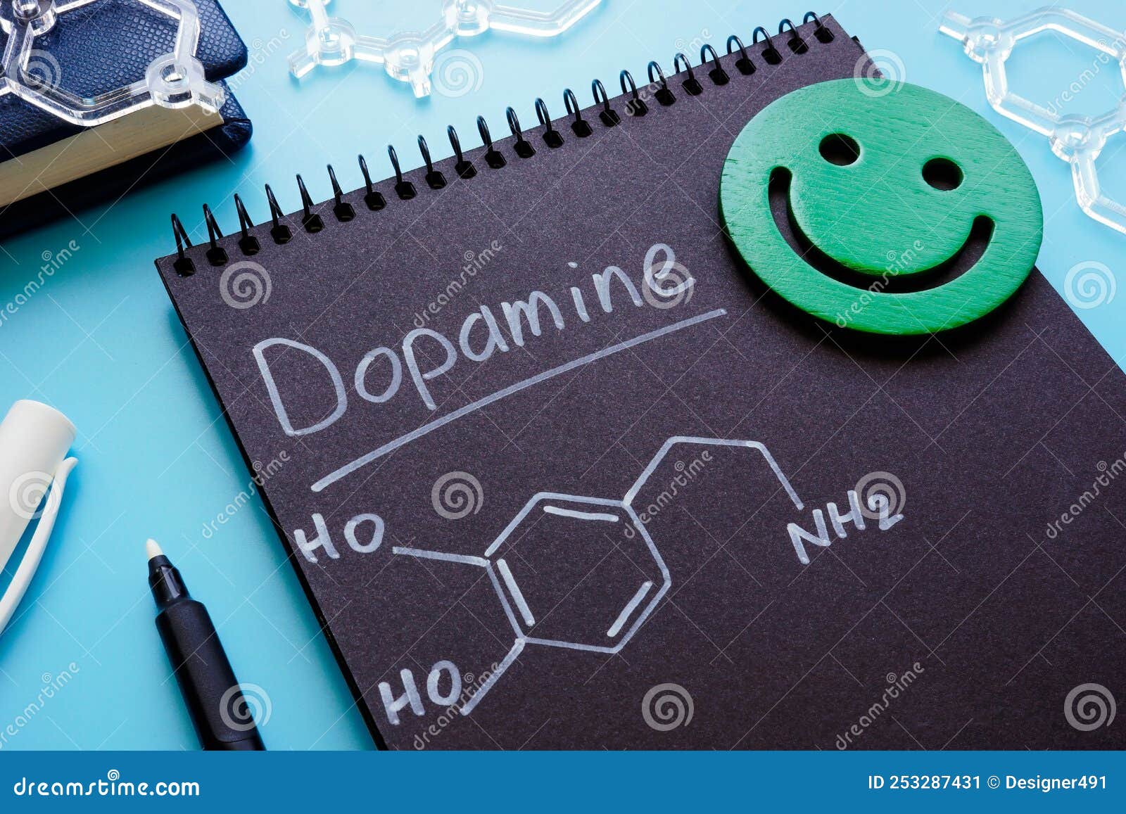 Dopamine Molecule, Molecular Structure, Neuromodulatory Molecule, Ball ...