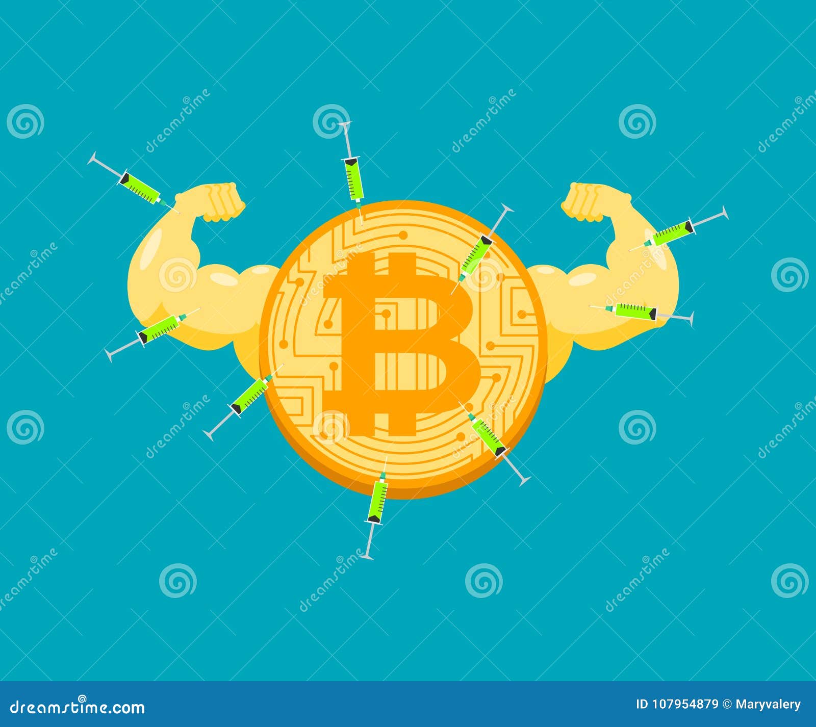 Doping for Bitcoin. Strong Crypto Currency and Steroids Stock Vector -  Illustration of doping, digital: 107954879