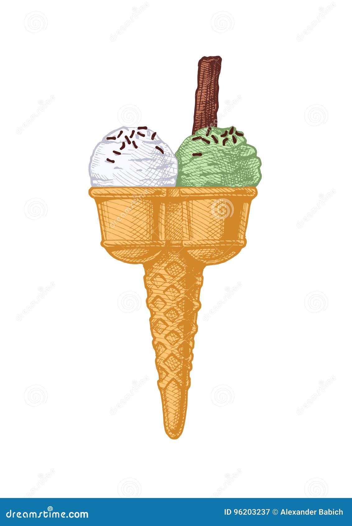 Doppelte Eistüte Vektor Abbildung. Illustration Von Eingefroren - 96203237