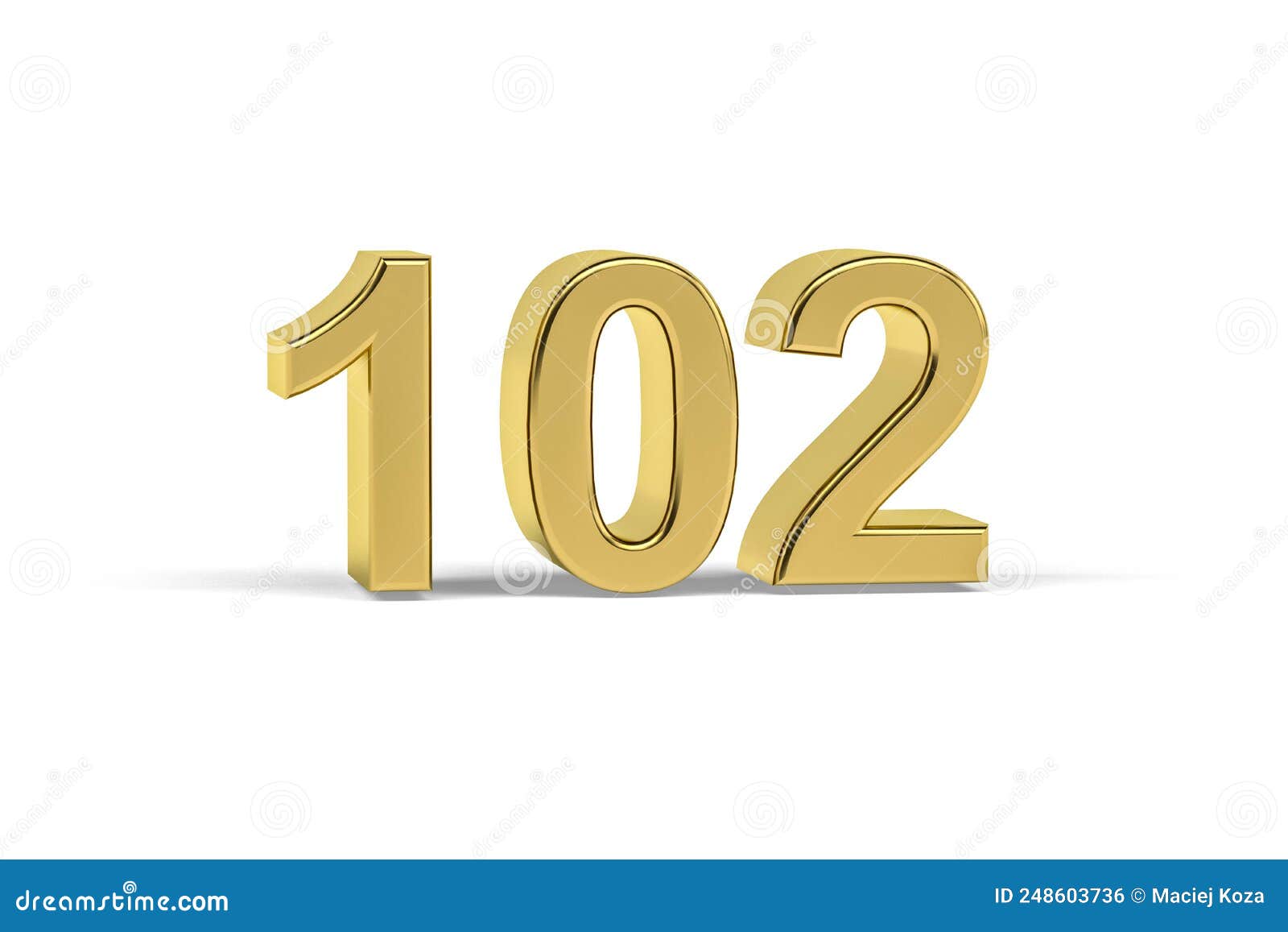 Dorado 3d Número 102 Año 102 Aislado En Fondo Blanco Stock de Dorado 3d Número 102 Año 102 Aislado En Fondo Blanco Stock de