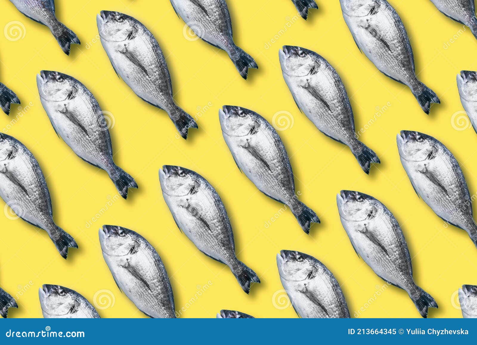 dorado fish pattern, food concept. demonstrating trendy color of the year 2021. illuminating yellow and ultimate gray