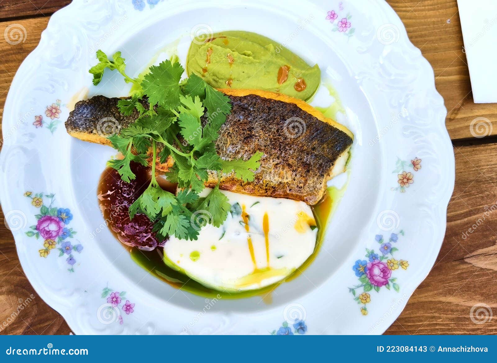 The Dorado Fish Served on Restaurant Table Stock Image Image of diet
