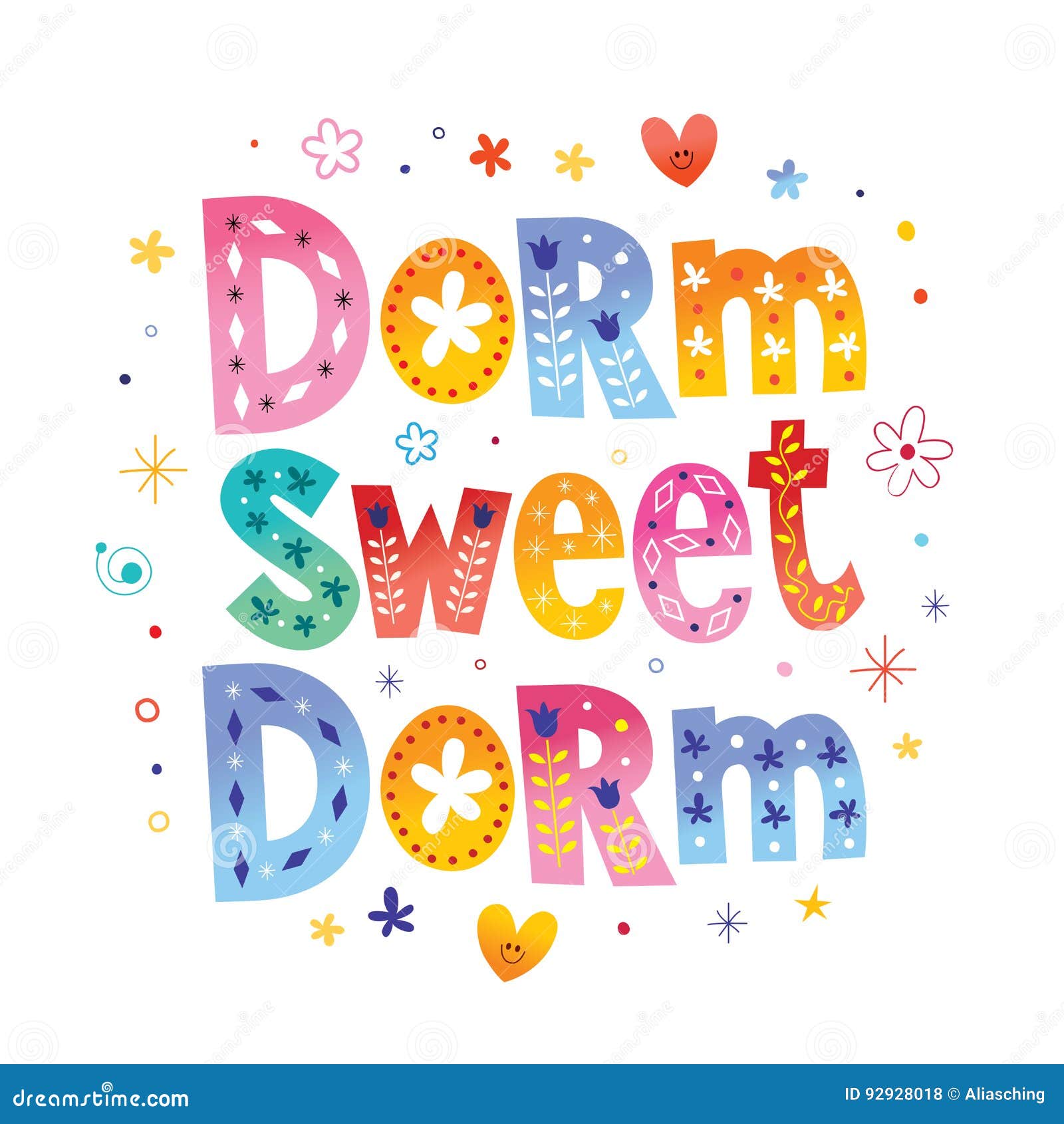 Dorm sweet dorm stock vector. Illustration of quote, sweet ...