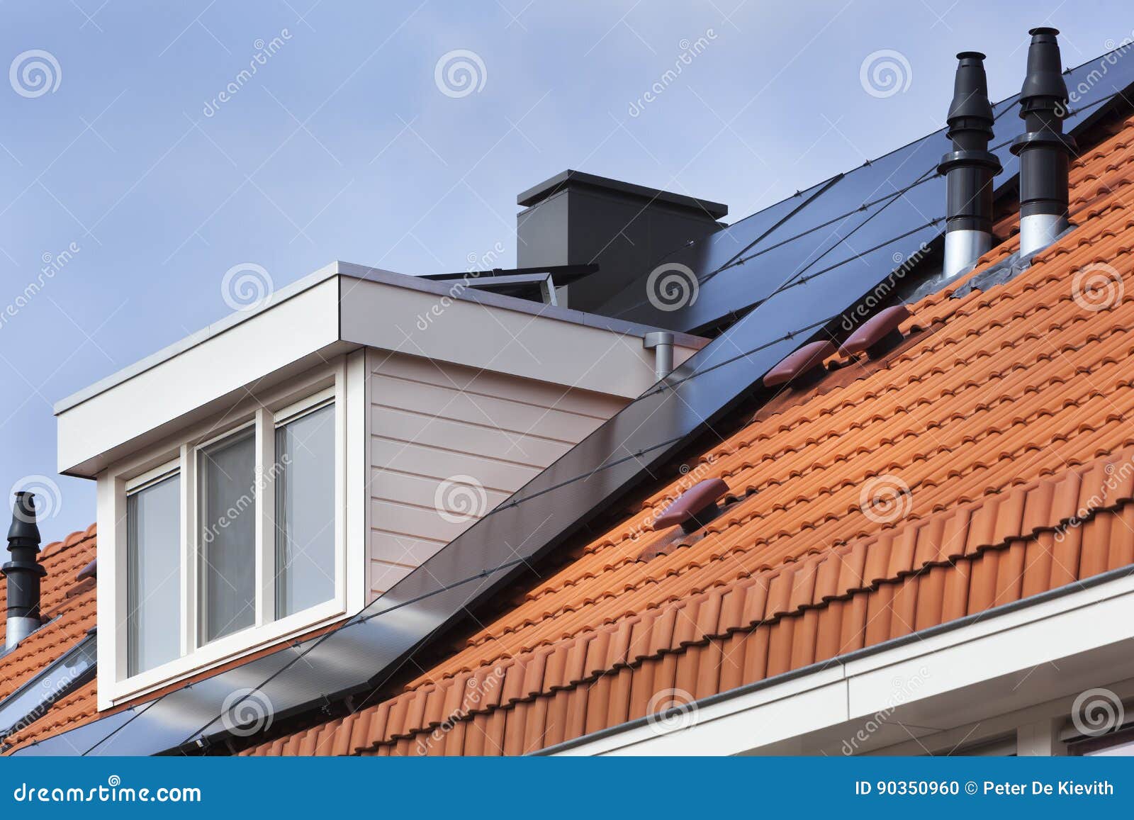 Dormer and solar panels stock photo. Image of building 90350960