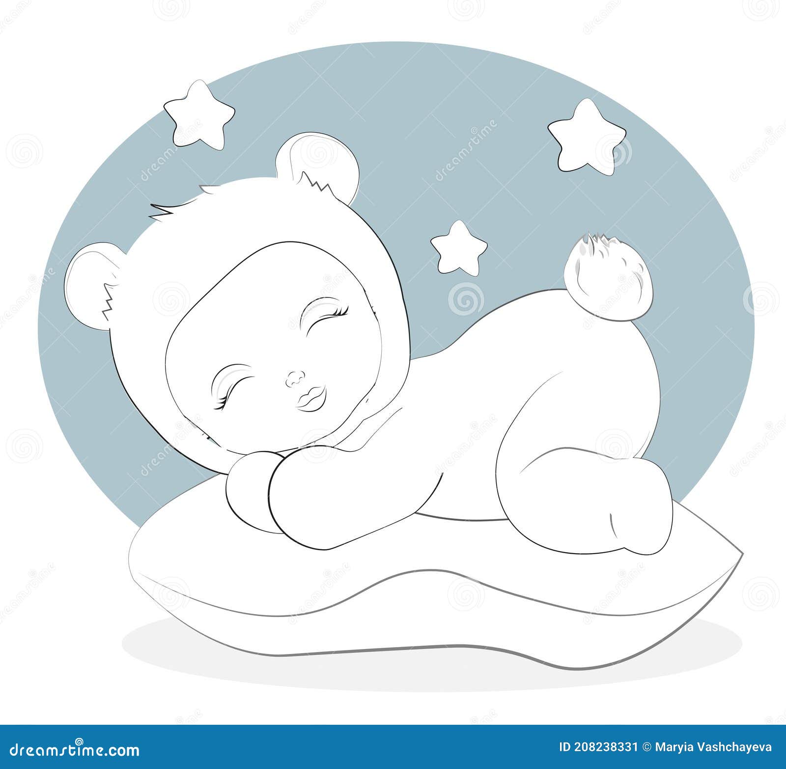 Dormitorio Dulce Bebé Para Colorear Libro Ilustración del Vector -  Ilustración de ropas, rosa: 208238331