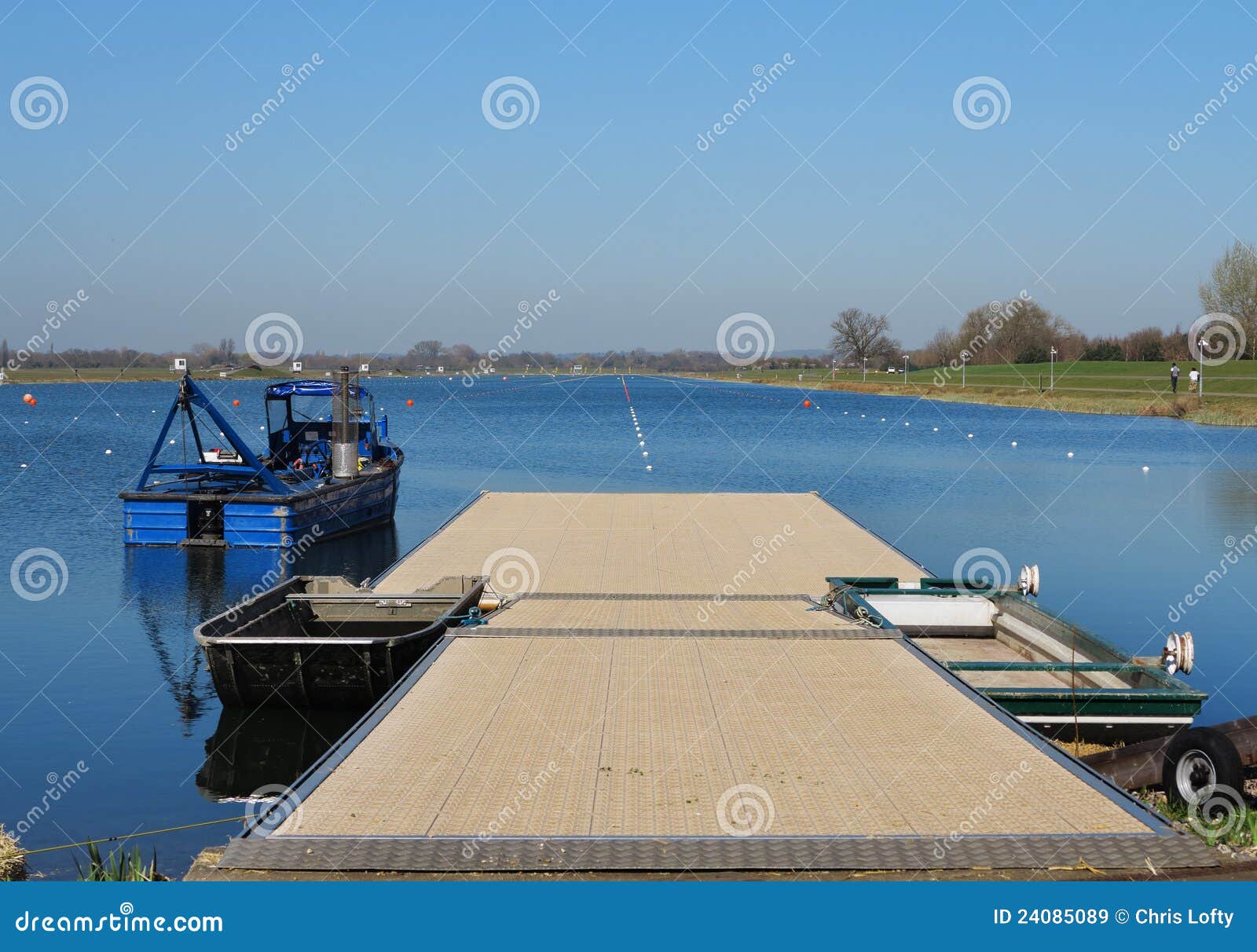 Dorney Olympic Rowing Lake with Blue Summer Sky Stock Image Image of