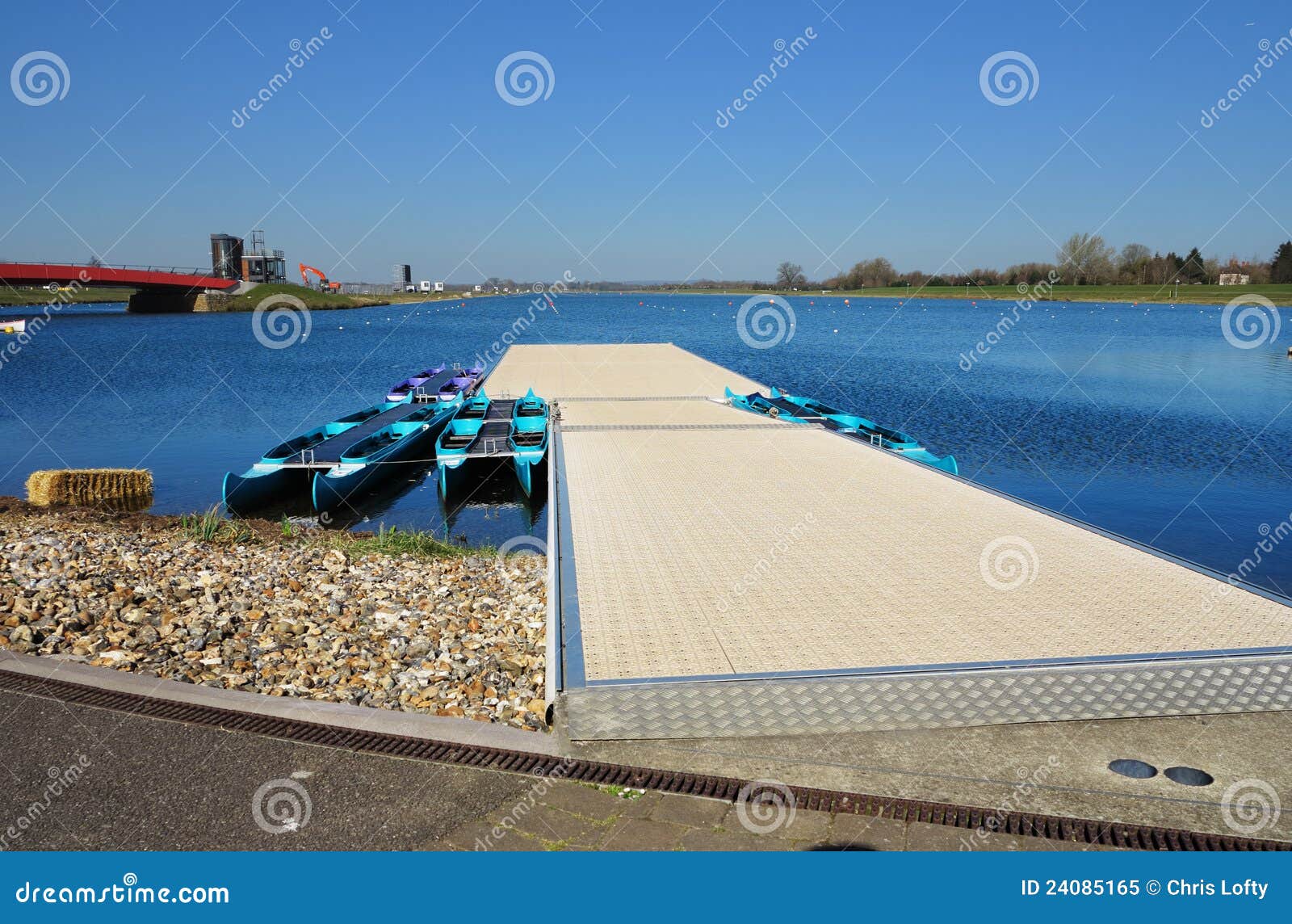 Dorney Olympic Rowing Lake with Blue Summer Sky Stock Image Image of