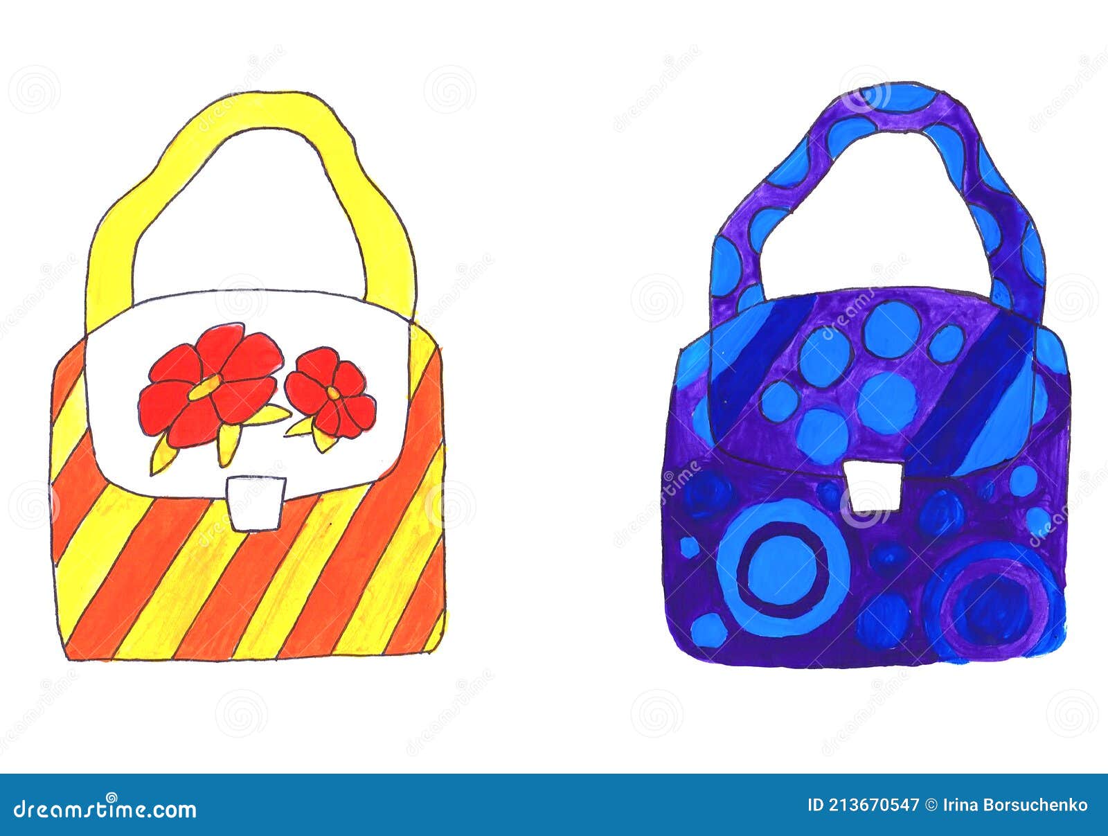 Dos Bolsas En Colores Cálidos Y Fríos. Dibujo Infantil Stock de ilustración  - Ilustración de rojo, manera: 213670547