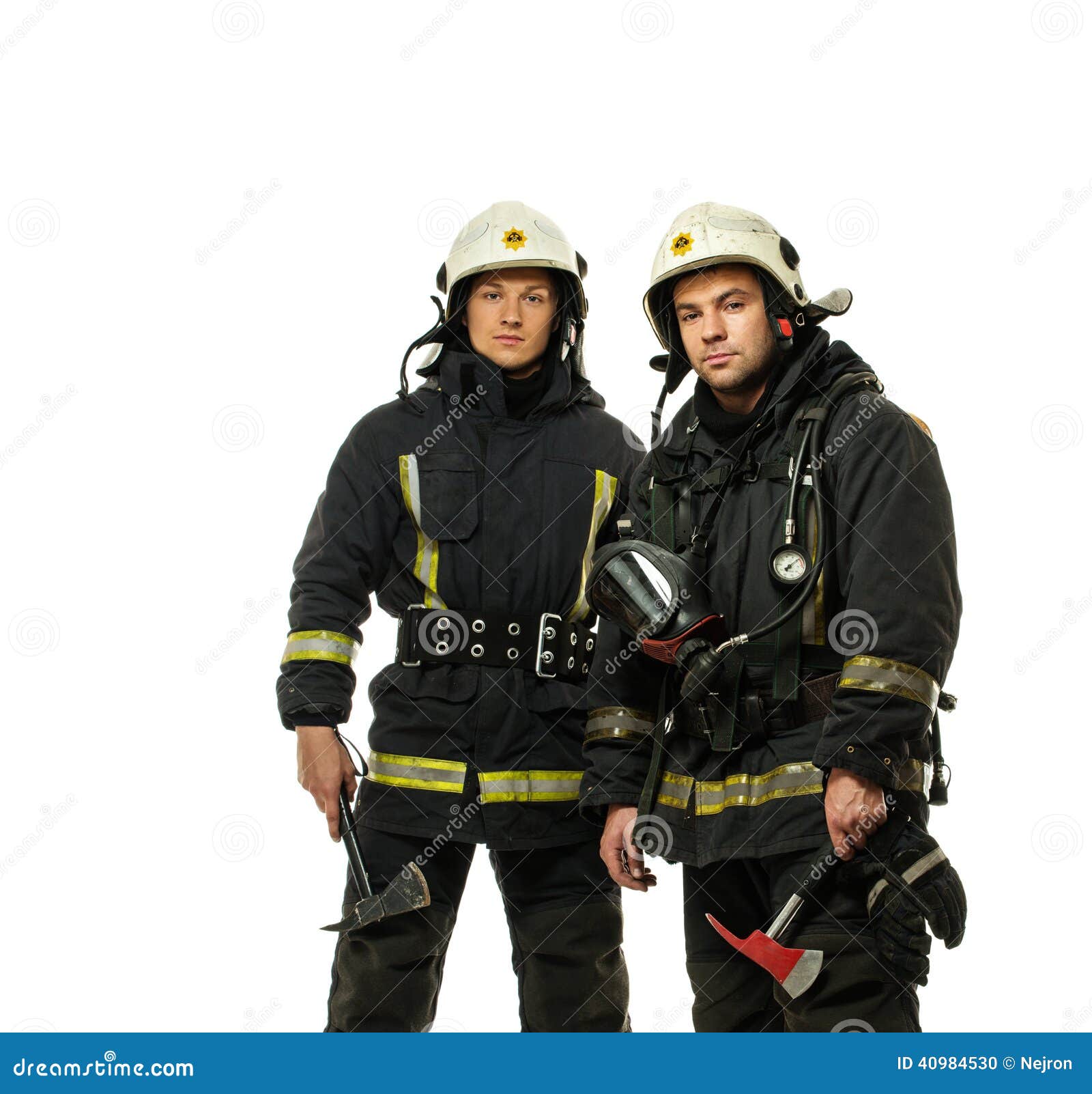 Dos bomberos foto de archivo. Imagen de martillo, persona - 40984530