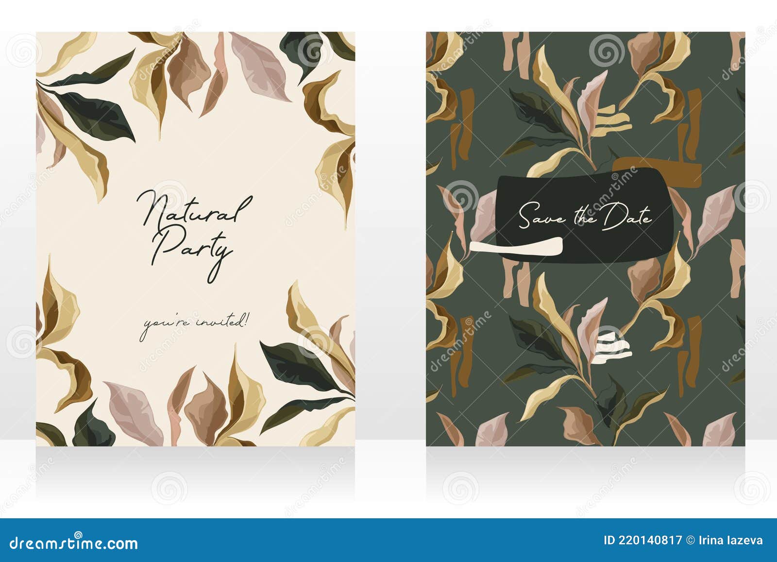 Cartas Elegantes Dos Cartas Con Elegantes Hojas Creativas Ilustración del Vector - Ilustración de travieso, follaje: 220140817