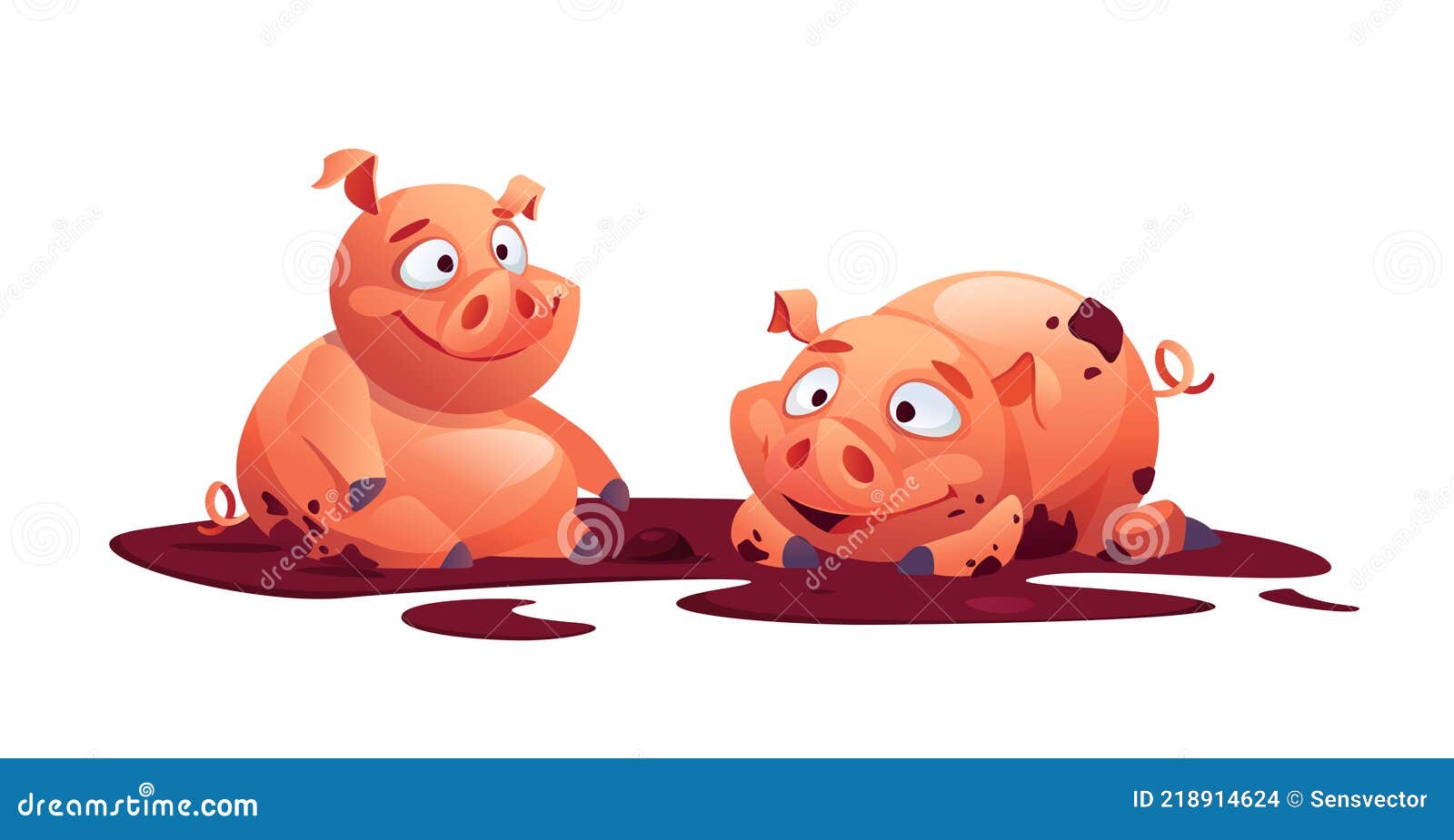 Dos Cerdos Lindos Jugando En Animales De Granja De Dibujos Animados De  Barro Ilustración del Vector - Ilustración de polvo, mascota: 218914624