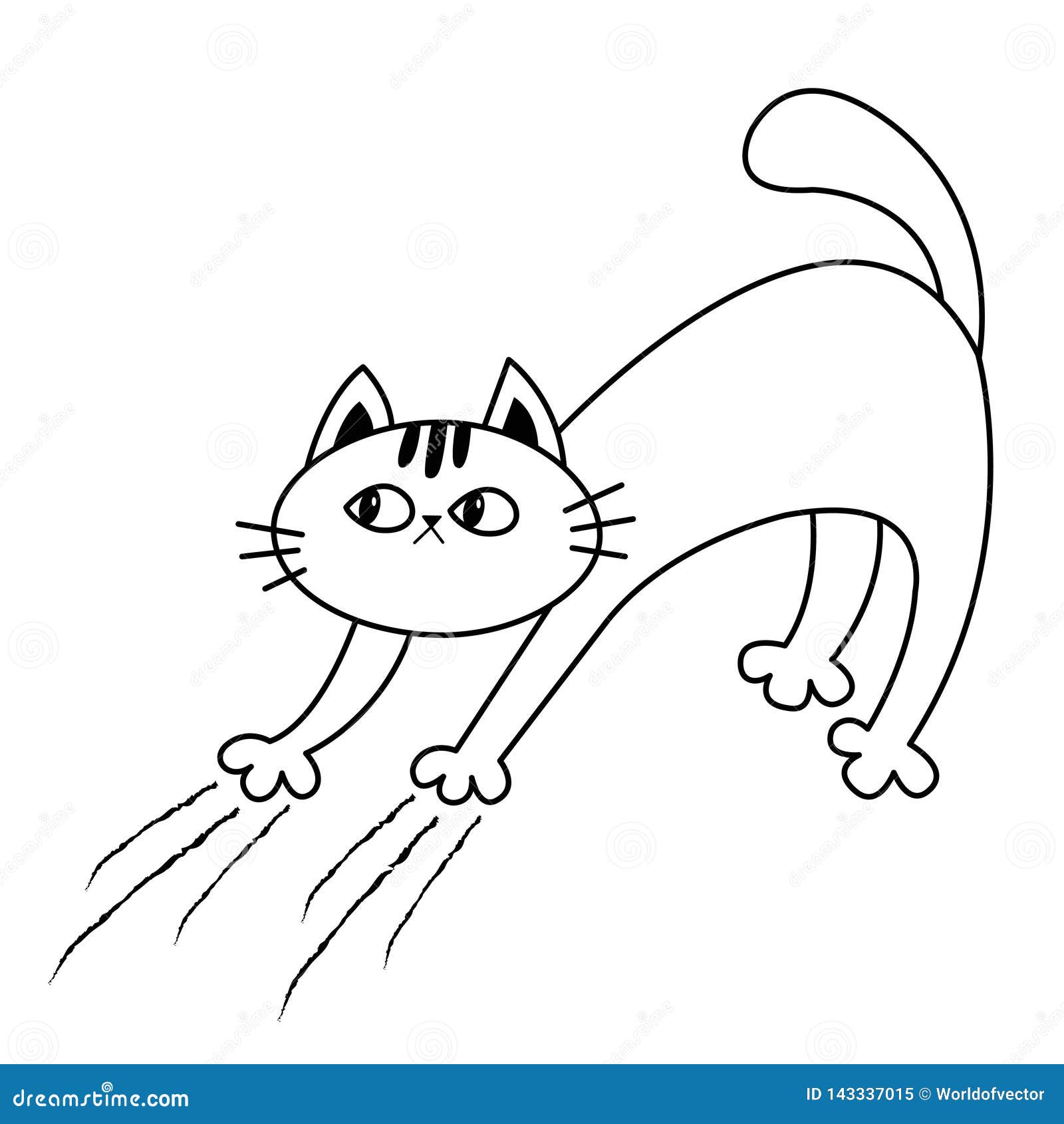 Dos De Voute De Chat Eraflure De Chaton Voie D Eraflure Croquis Lineaire De Griffonnage Silhouette Noire De Decoupe Personnage De Illustration De Vecteur Illustration Du Voute Personnage