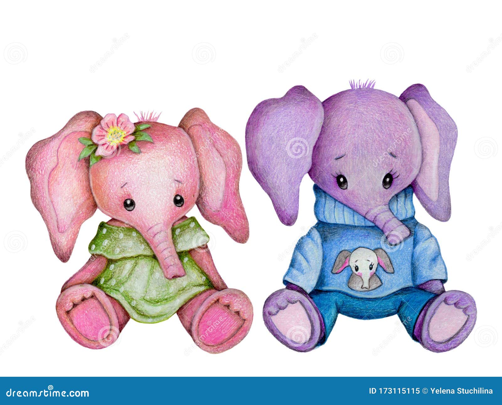 Dos Lindos Elefantes De Dibujos Animados, Niño Y Niña Stock de ilustración  - Ilustración de animales, muchacha: 173115115
